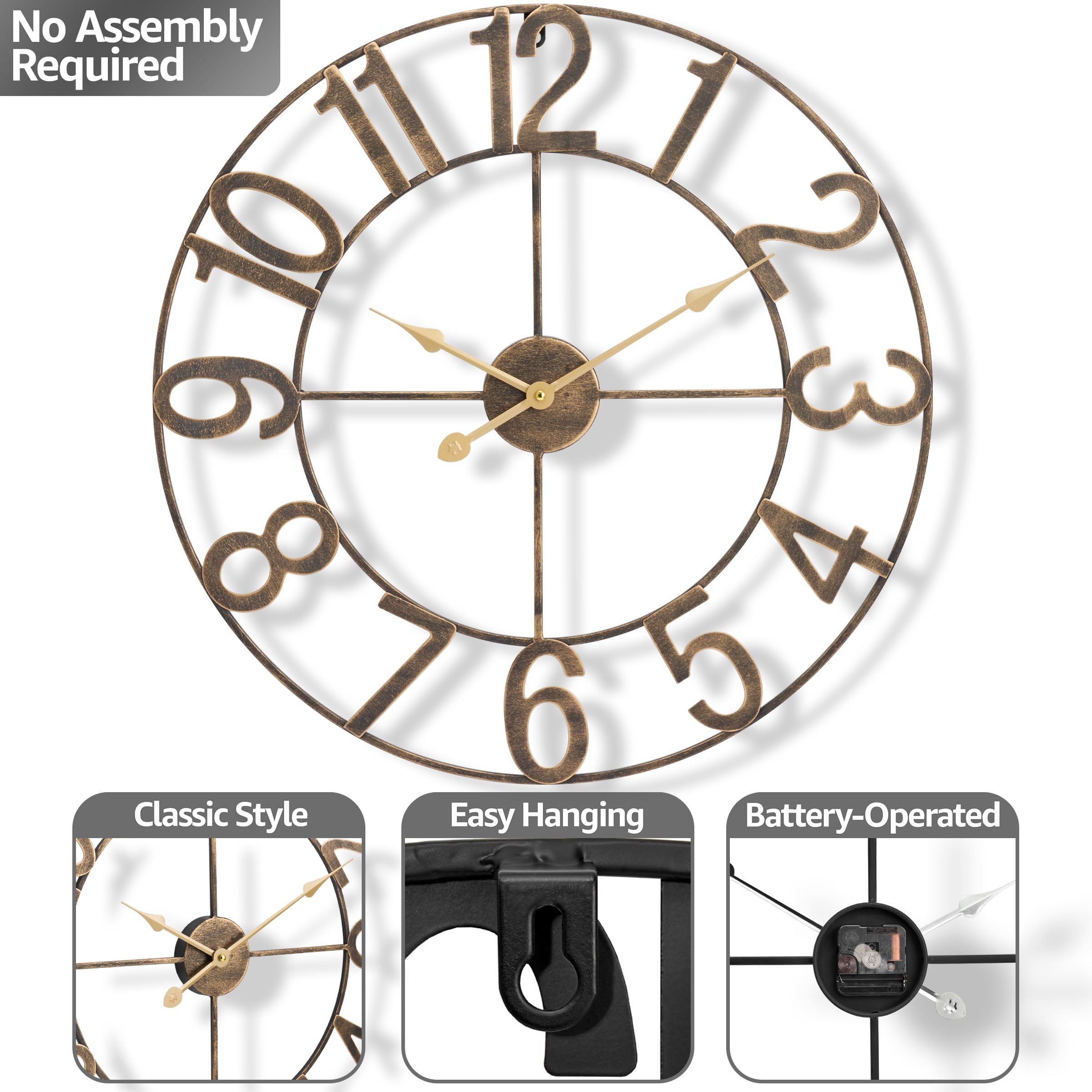 Snapklik.com : Sorbus Large Wall Clock For Living Room Decor - Wall ...