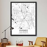 Vista 1 de Mapa de Gurnee, Illinois, Light 2 (8x10)