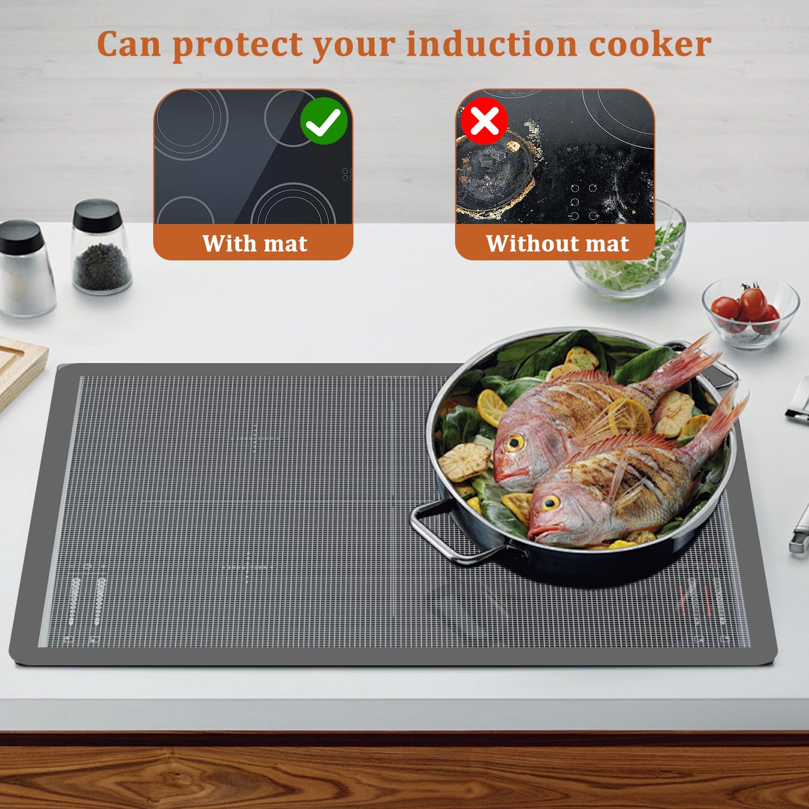 Tappetino Silicone Per Piano Induzione 80x52cm - Protettivo Antiscivolo E Lavabile In Lavastoviglie - Foto 6