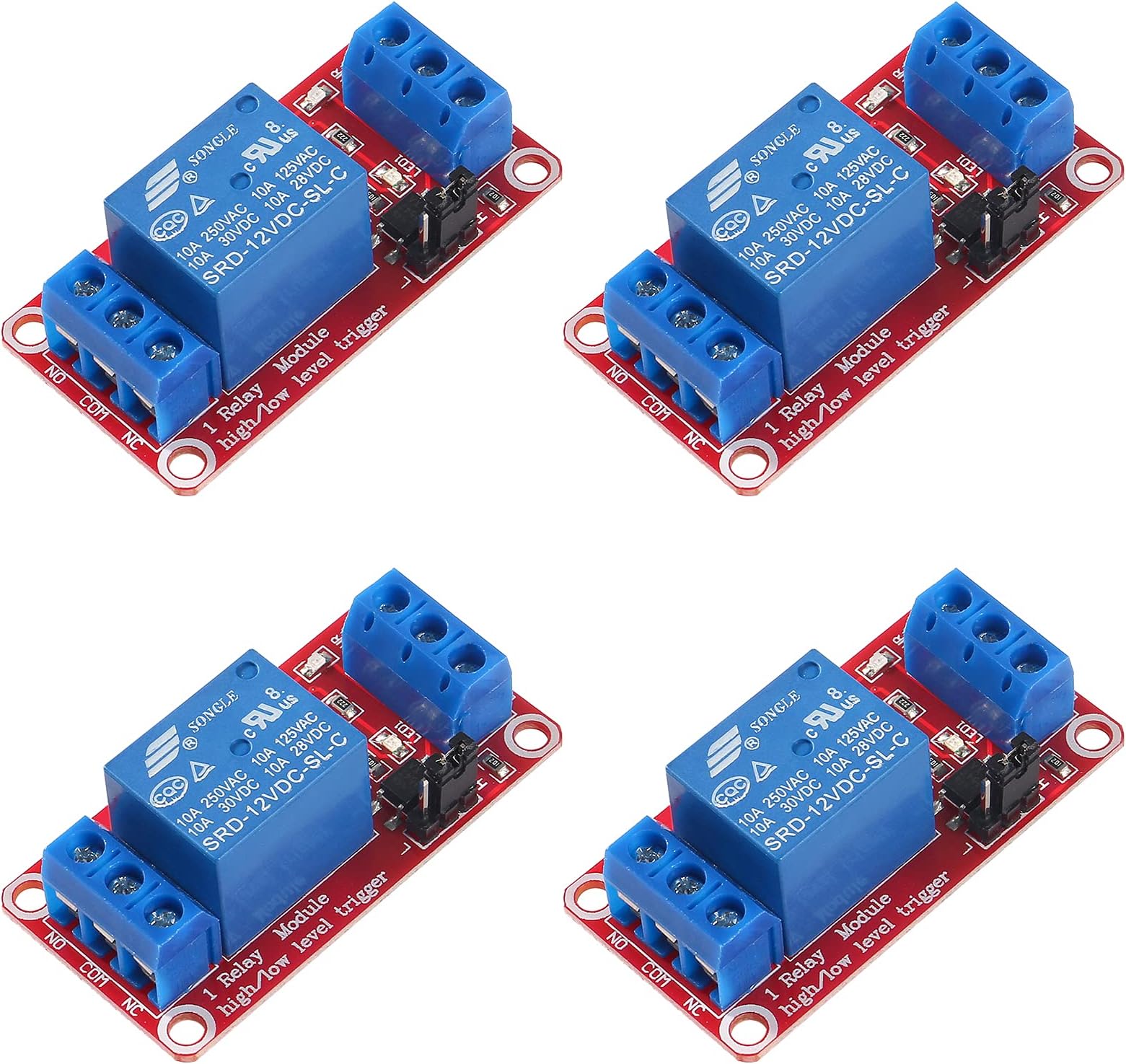 4pcs Relay Module DC 12V Relay Board 1 Channel with Optocoupler Isolation Support High or Low Level Trigger