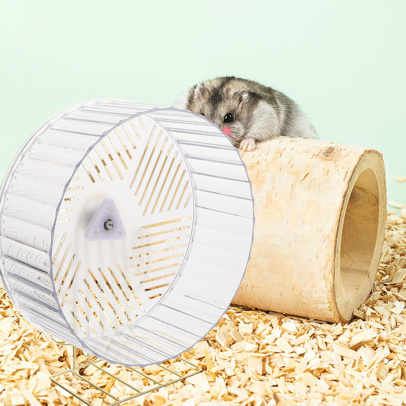 POPETPOP Roue Stable pour Hamster et Chinchilla en Plastique et Alliage Support, Accessoire pour Cage d'animaux, Augmente L'activité et Soulage L'ennui