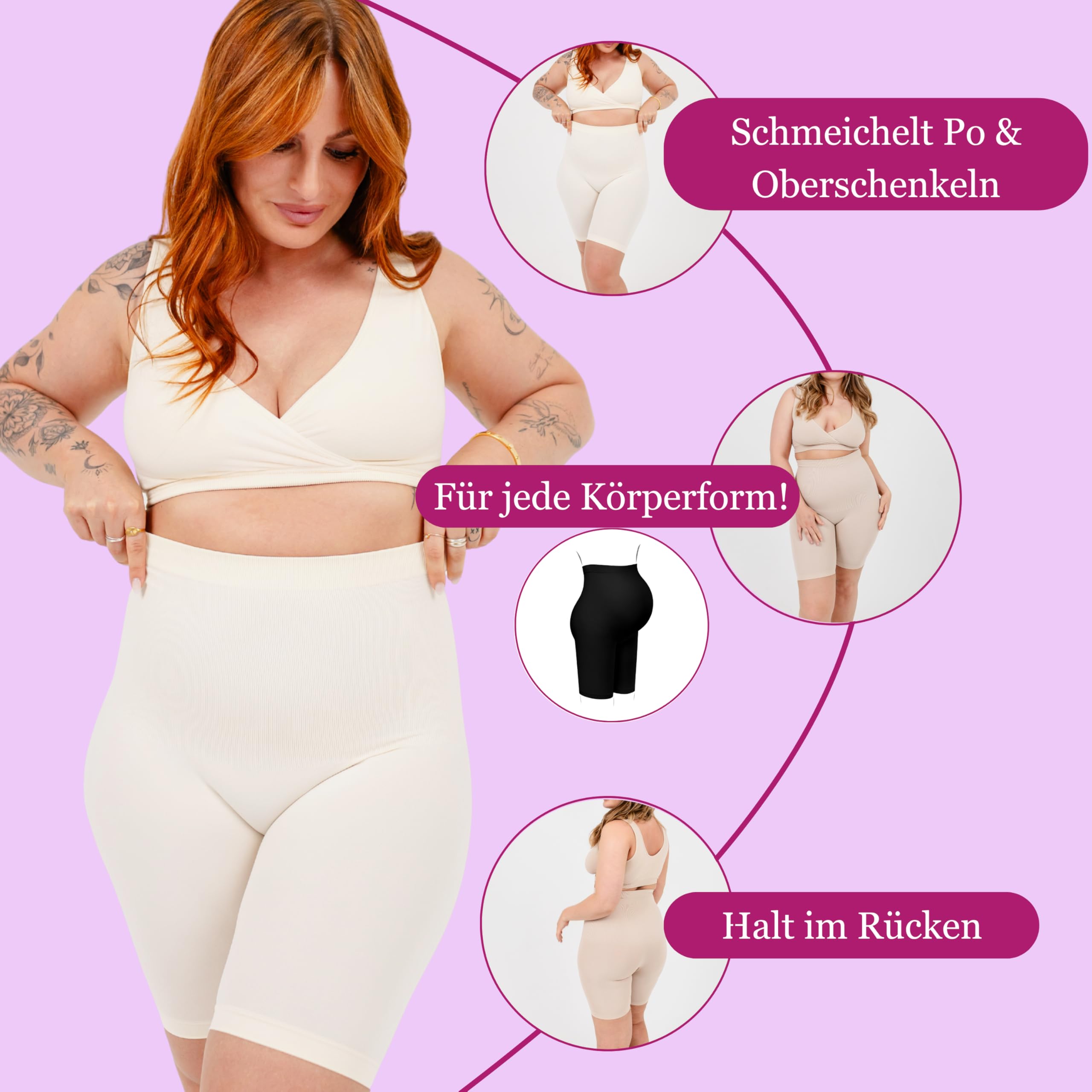 Kaiserschlüpfer Midi - Bauchweg Unterhose für Damen - Shapewear Miederhose mit hoher Taille
