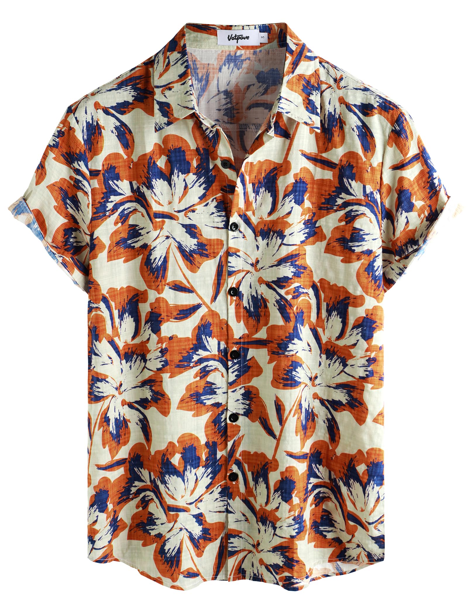 VATPAVE Mens Casual Short Sleeve Button Down Shirts Regular Fit Hawaiian Summer Shirts