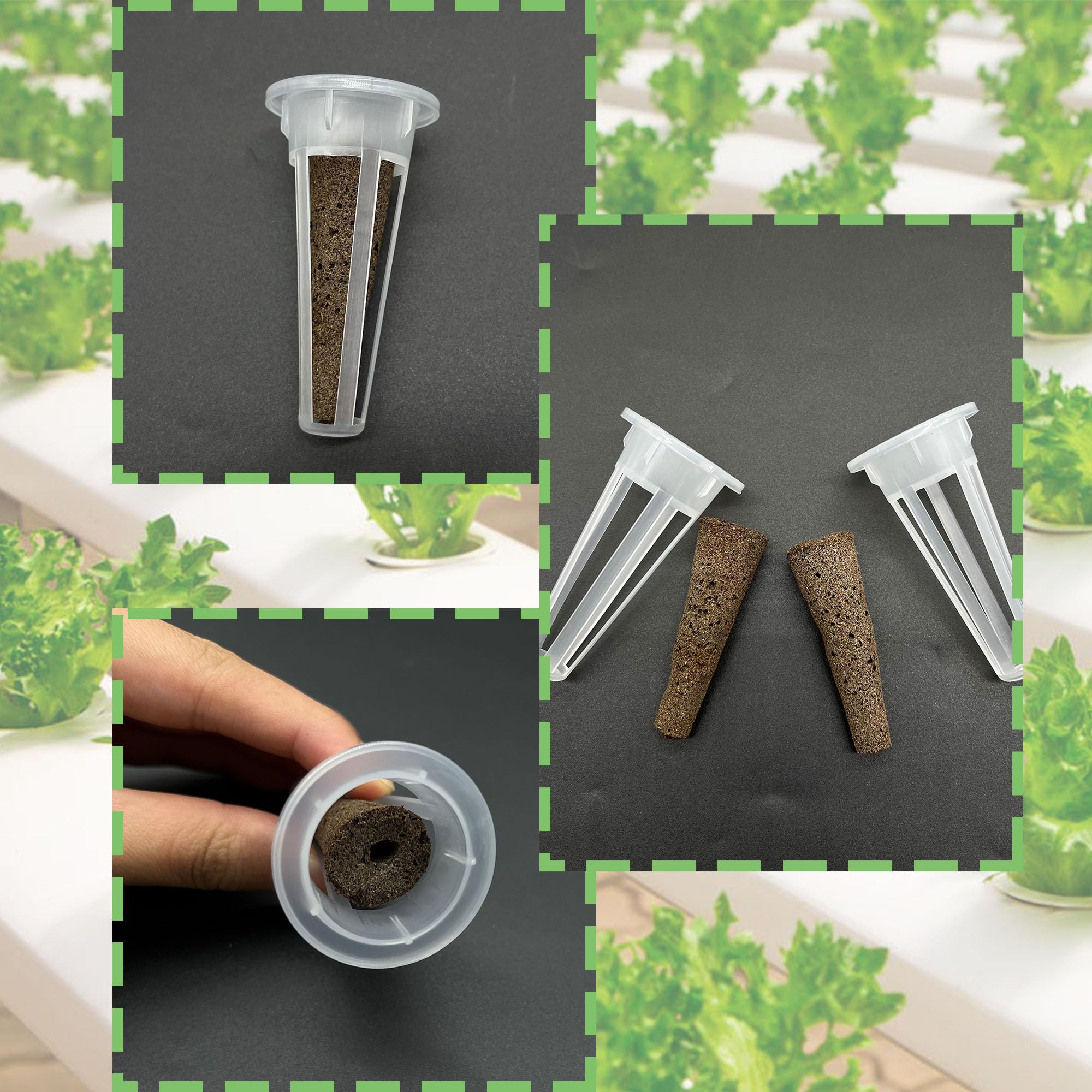Kit per Coltivare Qualsiasi Cosa per la Coltura Idroponica Kit di Baccelli di Semi per Aerogarden Tappi per Piante in Lana di Roccia Idroponica (Lungo (Blocco da piantare + Cesto) 24)