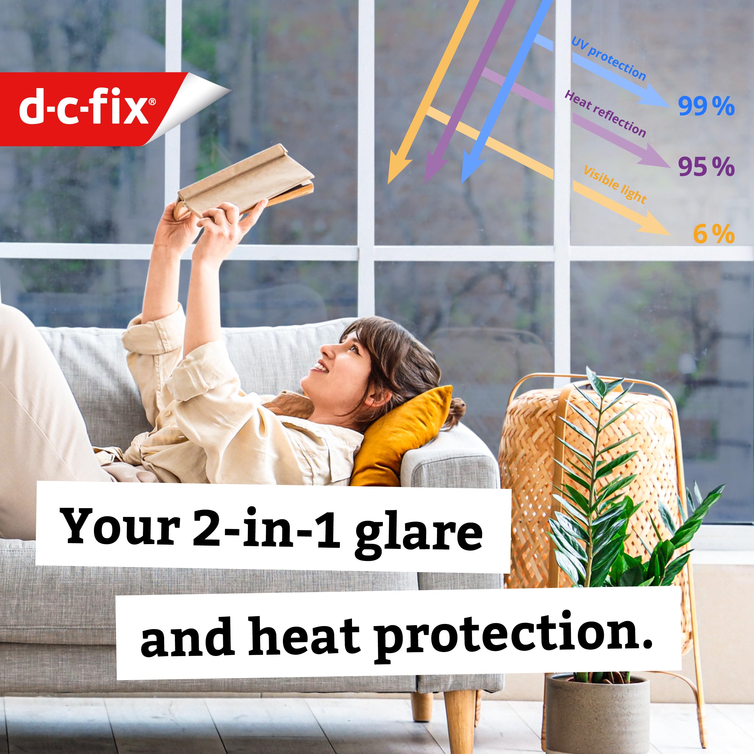 d-c-fix Folie Espejo Autoadhesiva (67,5x150cm) Película para Ventanas | Mirada Privada, Transparente desde el Interior (de día) – 99% de Protección UV, Protección Solar, Película Reflectante