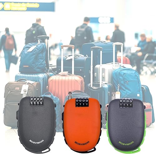Miniatura 4 de Bosvision Cerradura de combinación ultra segura de 4 dígitos con cable retráctil de 35.4 in para bicicleta, esquí, snowboard y cochecito
