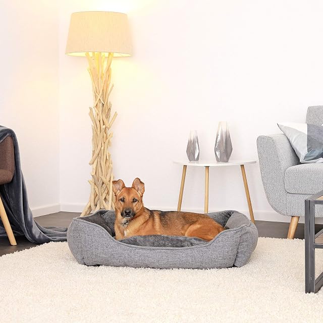 Foto 2 de 7 de lionto Cojín Jaspeado para Perros con Funda Lavable, 90 x 75 cm, Gris