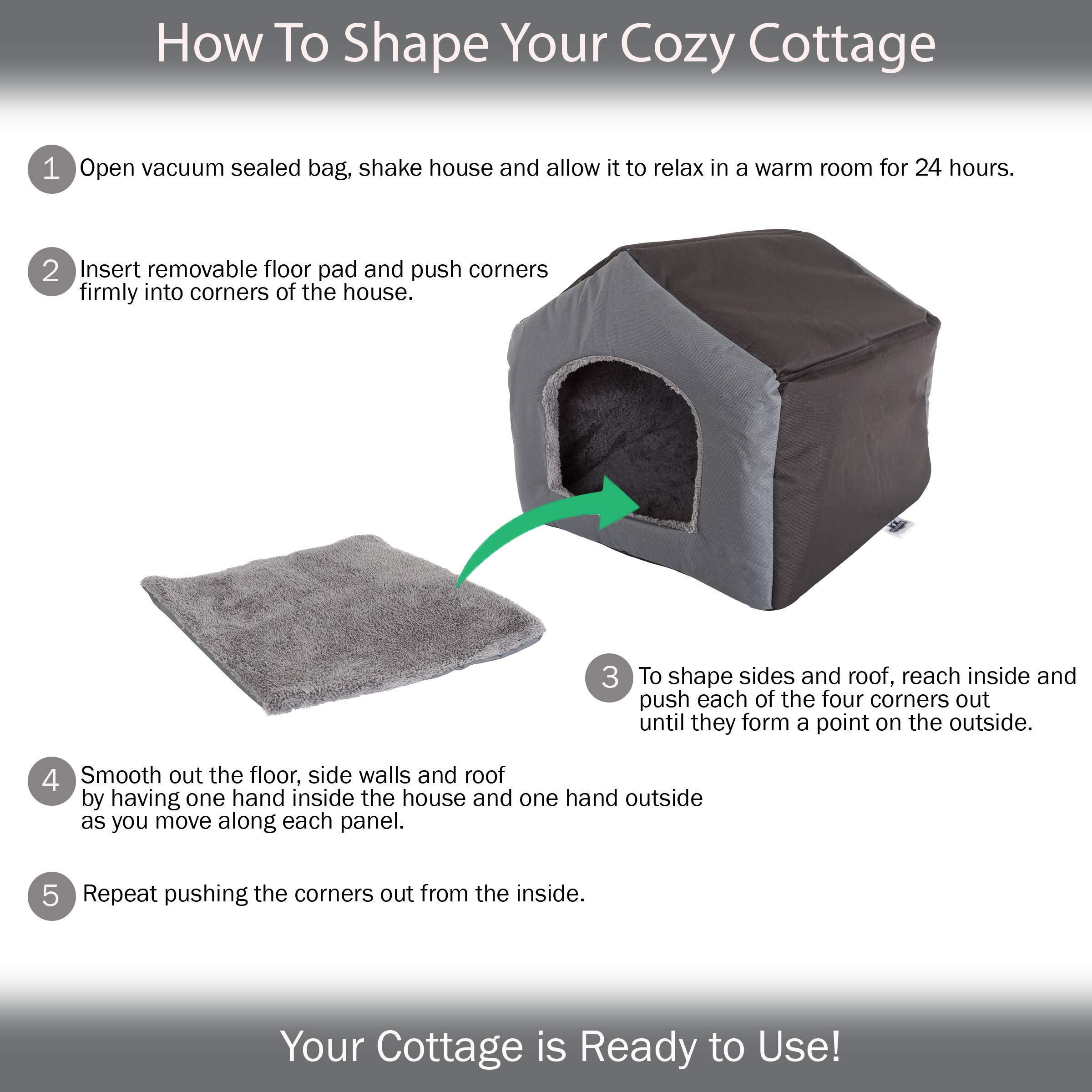 Indoor Dog House – Covered Dog Bed with House Shape and Removable Sherpa Lined Pad – Pet Tent for Cats or Dogs up to 35lbs by PETMAKER (Gray)