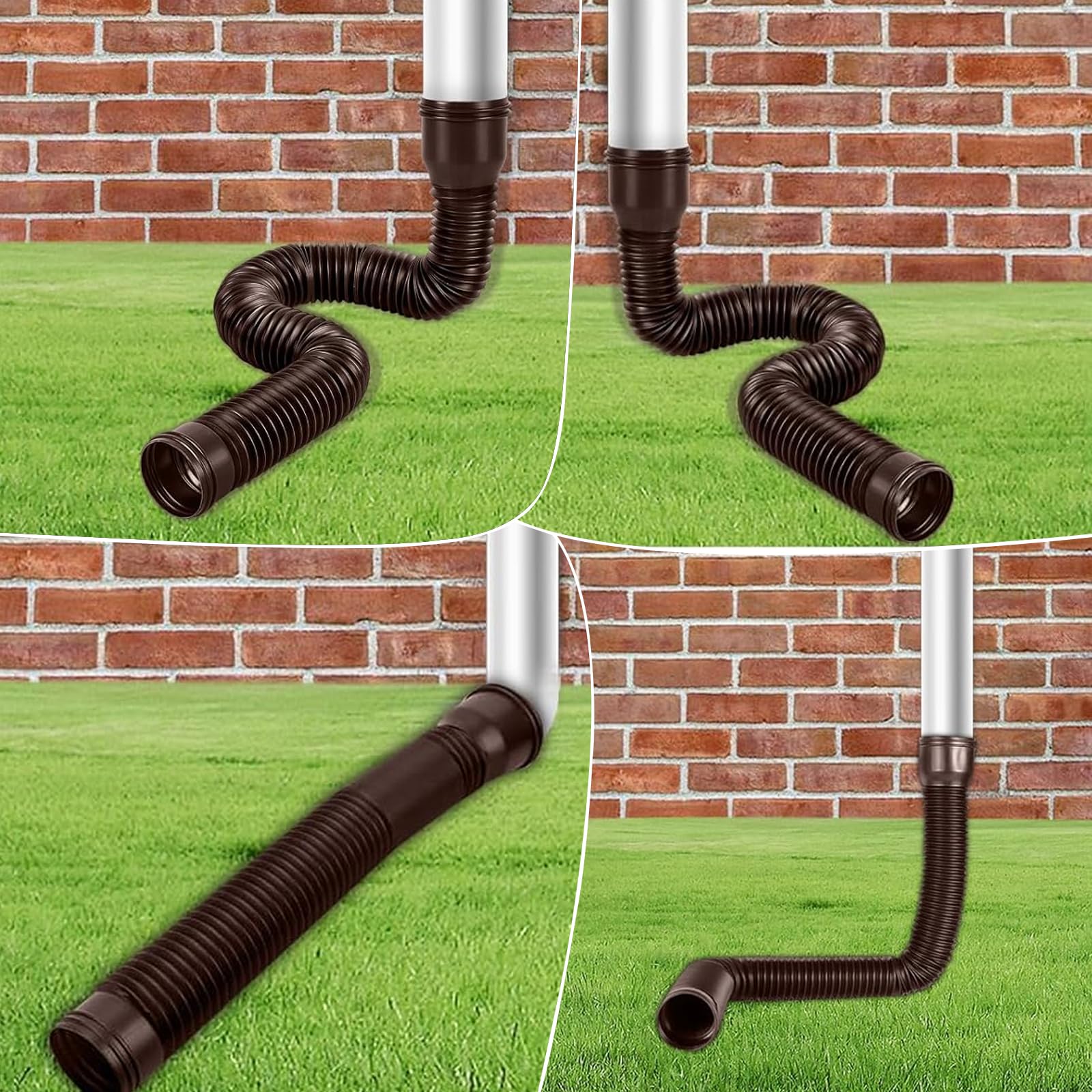 Tubo di scarico per grondaia, prolunga flessibile per tubo di scarico 80/100 mm, prolunga per grondaia estensibile da 47 a 150 cm (marrone, 2 pezzi)