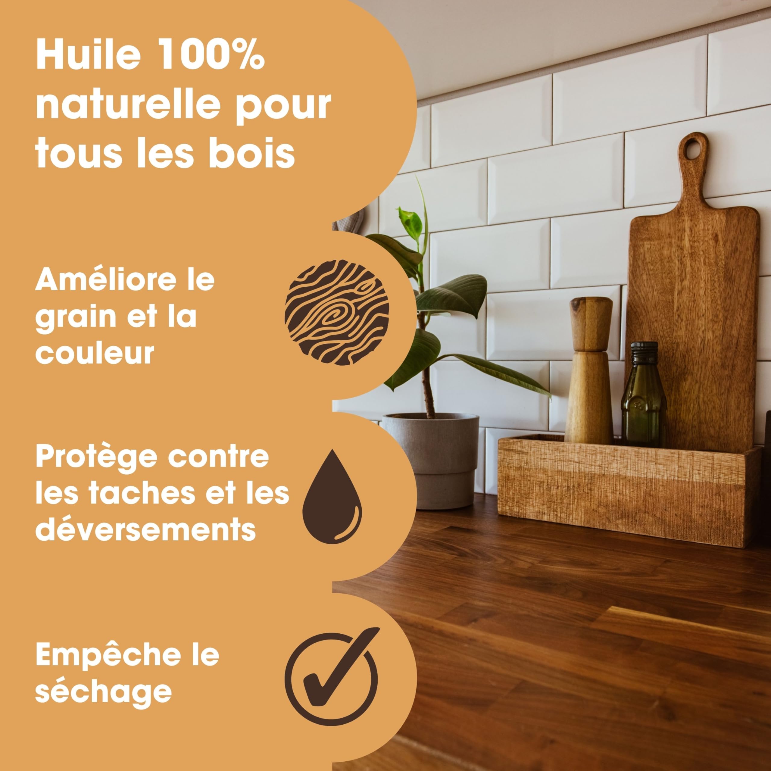 Furniture Clinic Huile de Tung Pure 500ml - Huile Naturelle pour Bois Intérieur Extérieur, Non-Toxique, Finition Mate