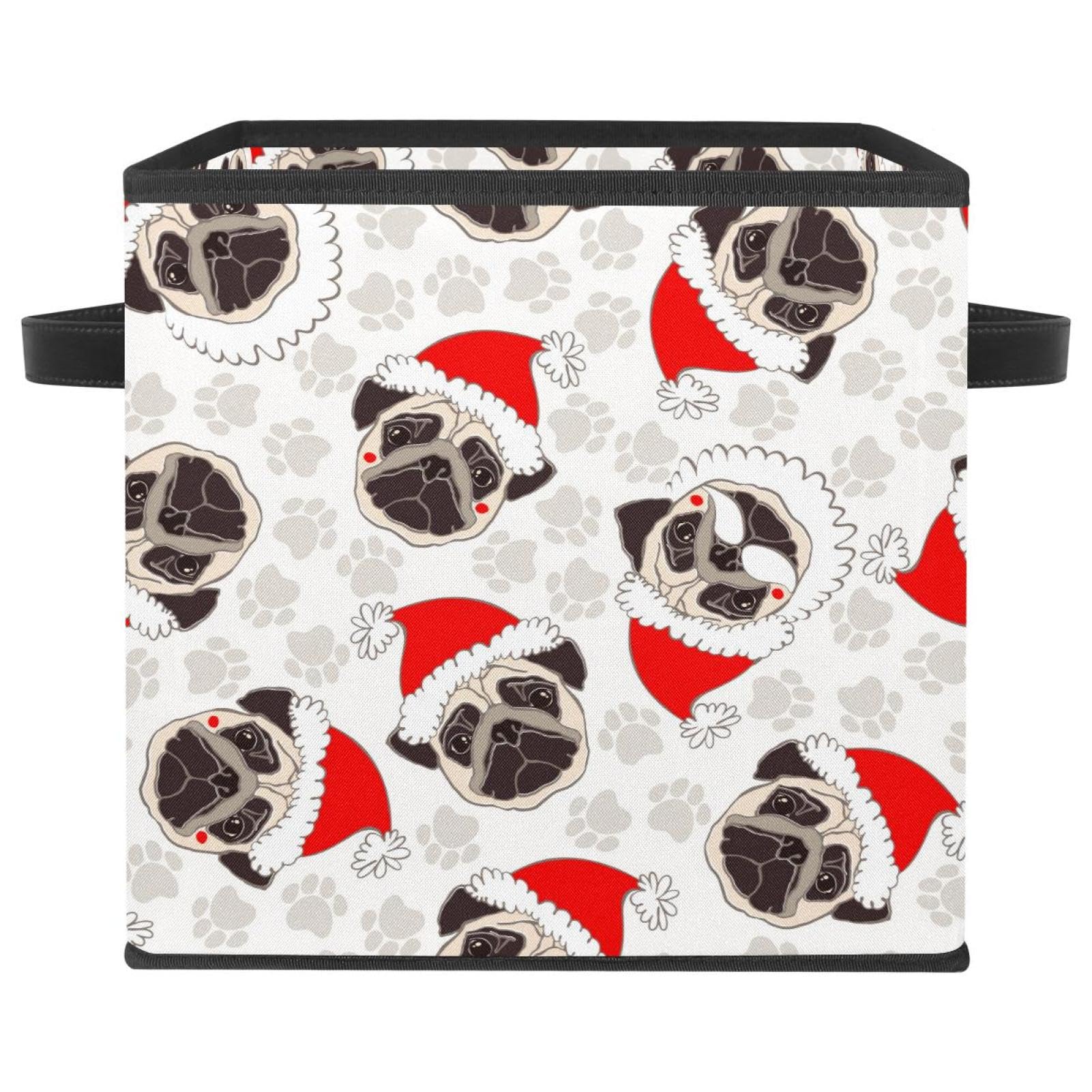 Boîte de rangement jouets et vêtements pliable à motif carlin rigolo