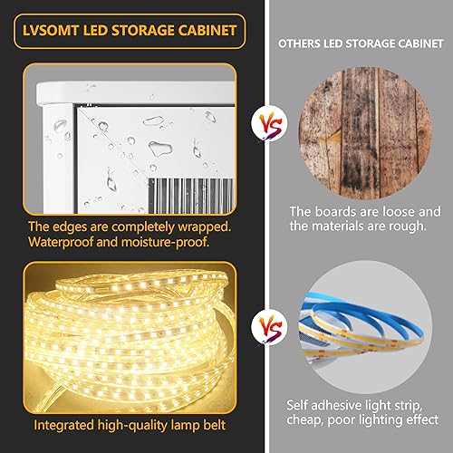 Miniatura 6 de LVSOMT Gabinetes LED para bar de vino con estante extraíble para vino, gabinetes de bar para licor con sensor de movimiento ligero, gabinete de