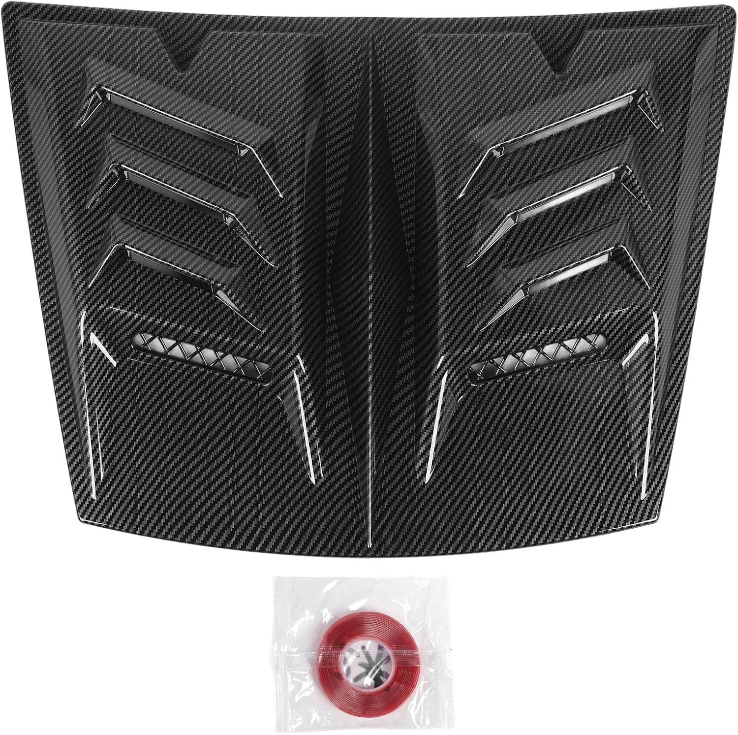 Hood Air Vent Trim Cover Universal Fit Aerodynamic Design Engine Cooling Vehicle Accessory (Carbon Fiber Style)