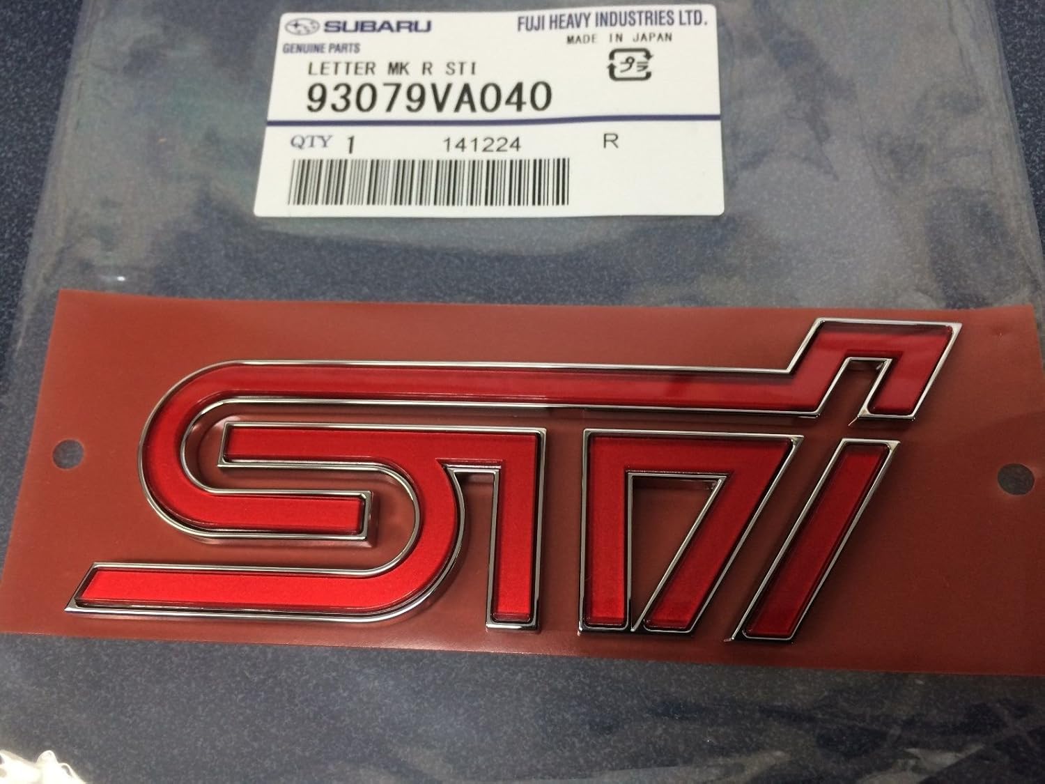 Subaru Rear STi Badge Trunk Emblem for 2015-2018 Impreza WRX STi - 93079VA040 - Genuine OEM