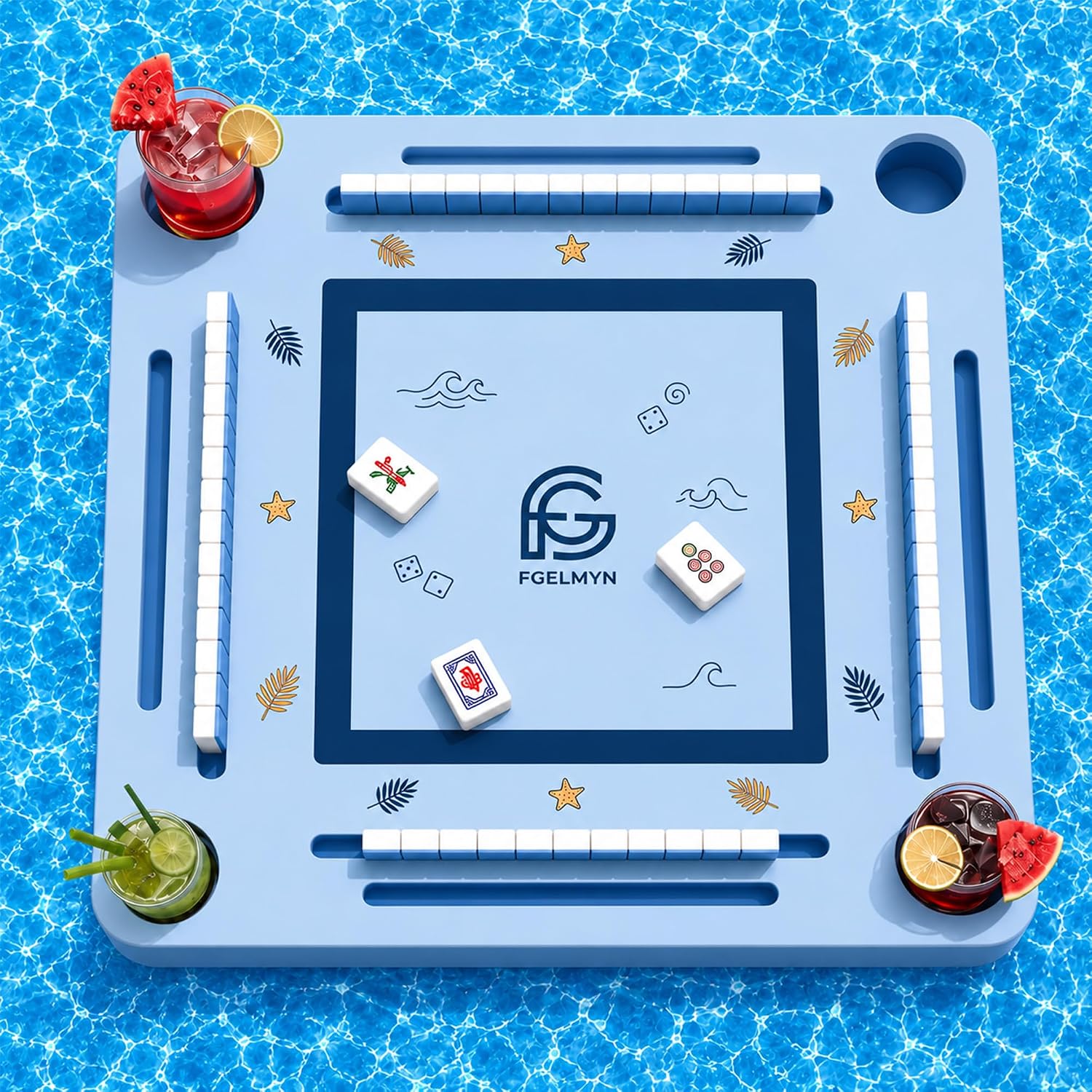 Floating Mahjong Table for Pool, 2-IN-1 Waterproof 31.5" Floating Game Tray | Mahjong Pool Float Table for Poker, Cards, Dominoes, Adults Floating Board for Pool, Beach, Hot Tub and Summer Party