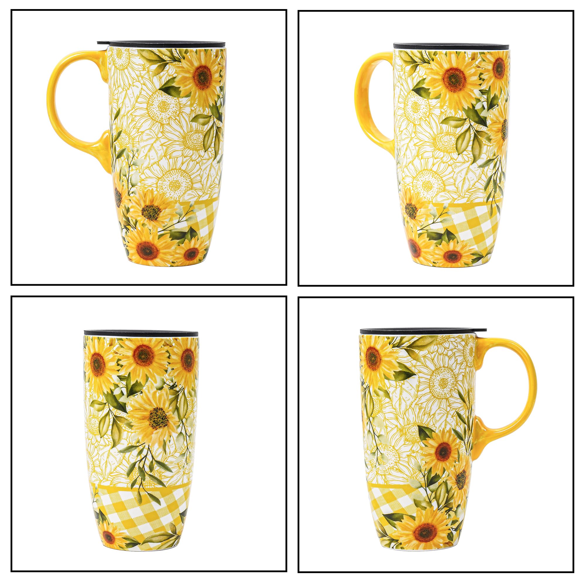 Topadorn Ceramic Travel Mug with Lid and Handle for Coffee Lovers Ceramic Coffee Mug Latte Teacup Milk Mug in Color Box 17 Oz - Image 2