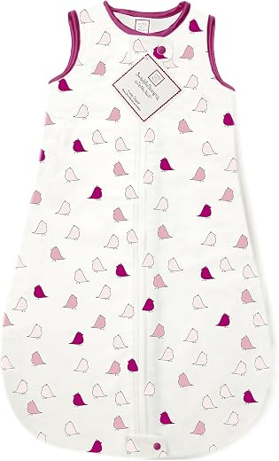 SwaddleDesigns Cotton Sleeping Sack with 2-Way Zipper, Made in USA, Premium Cotton Flannel, Very Berry Little Chickies, 6-...
