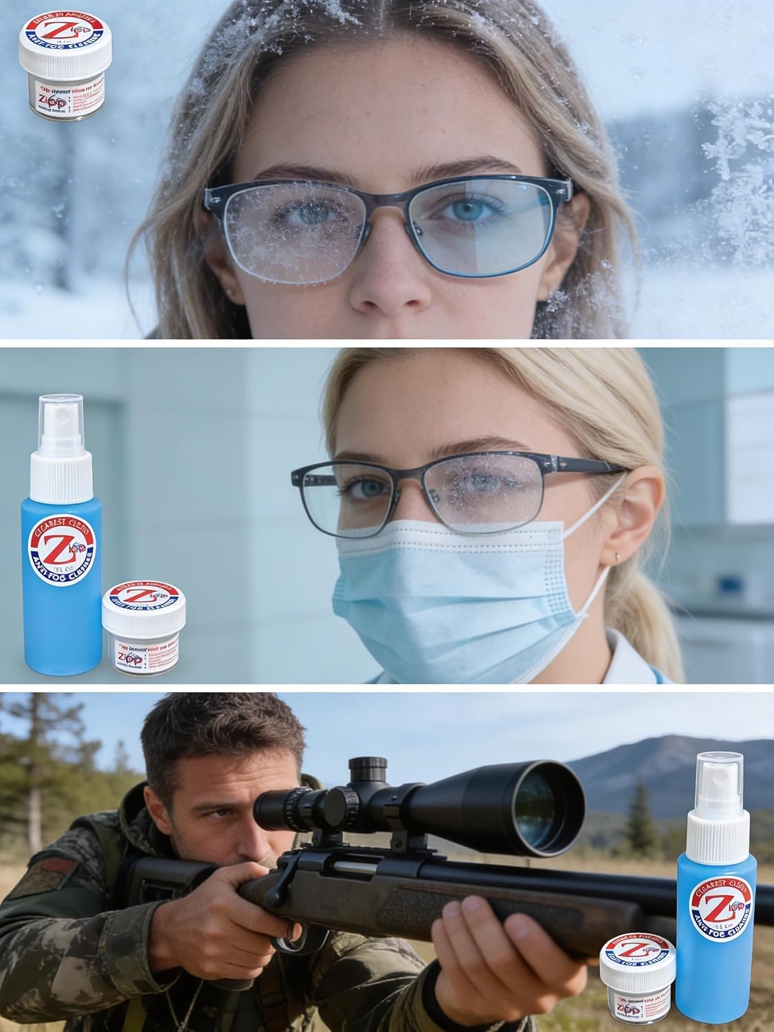 Zipp Wax Anti-Fog Cleaner No Ammonia, No Alcohol. Made with CocoNut Oil, Made in America (1 oz). Safe on All Lenses From Scopes, Eyeglasses, Masks, Goggles, and Camera Lenses.
