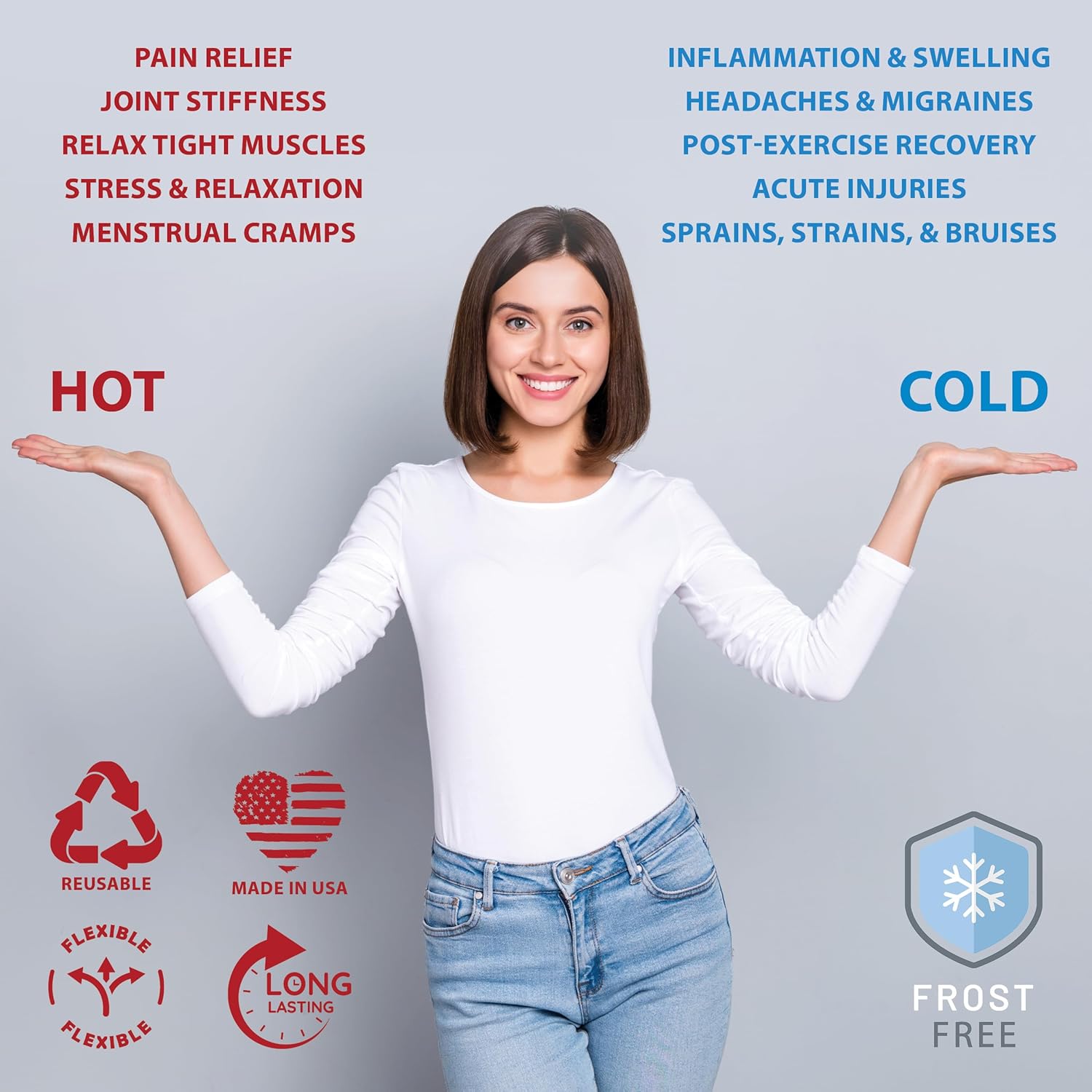 Core Products Dual Comfort CorPak - Reusable hot/Cold Pack for Knee, Back, Shoulder, or Ankle Pain; Use hot or Cold; Made in USA - Size: 10" x 13"