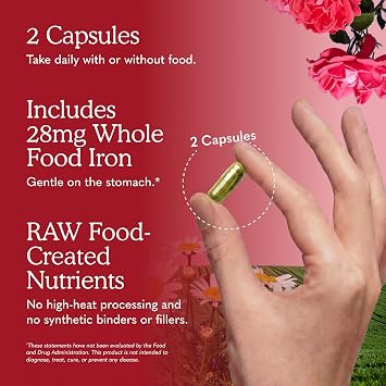 Garden of Life Vitamin Code Healthy Blood - Iron Supplement for Women, 60 Vegan Capsules, with Vitamins B, C, Trace Minerals, Fruit Veggies, Probiotics - for Energy and Anemia Support