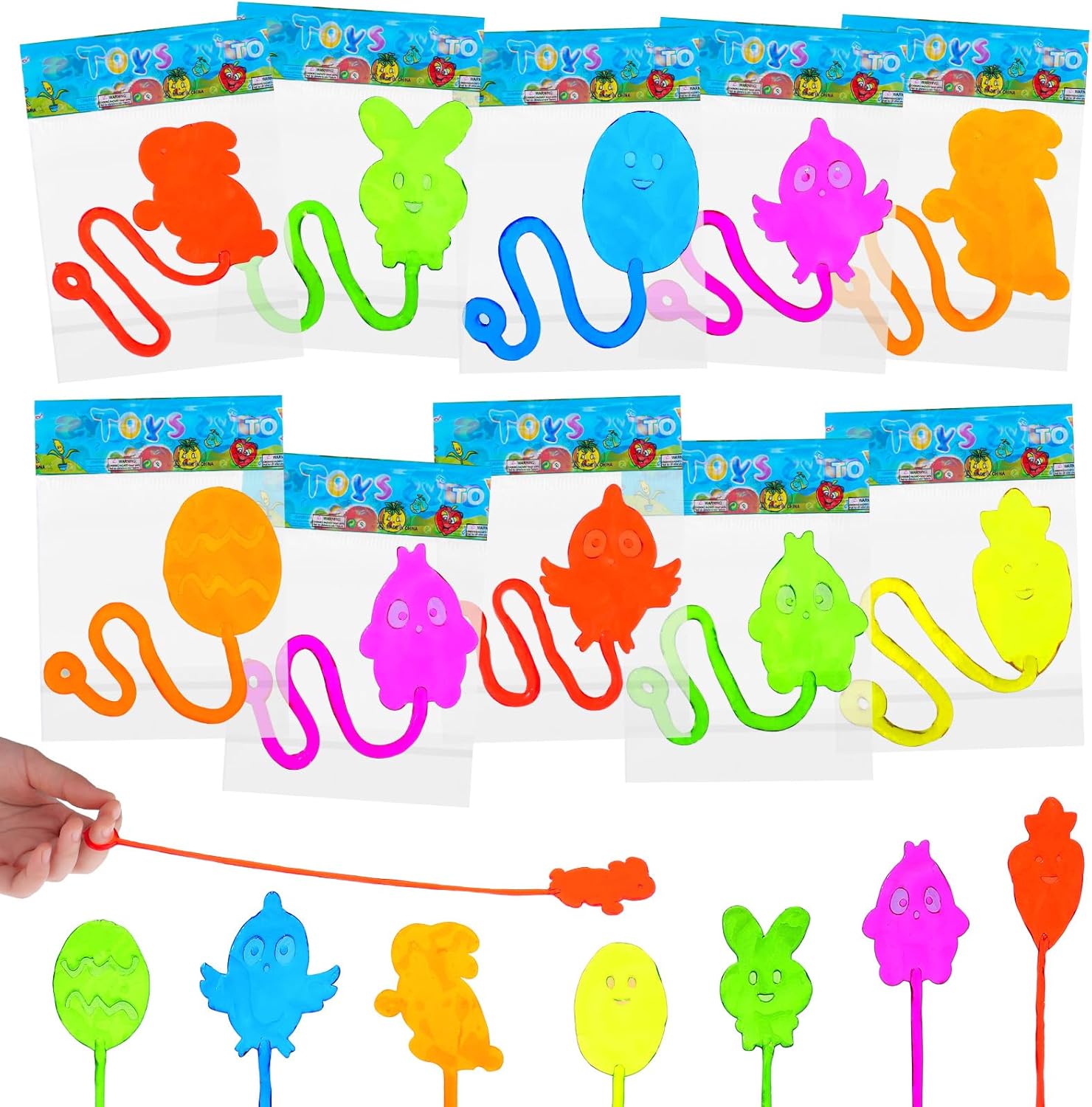 50 Pack Easter Sticky Hands Bulk Easter Party Favor for Kids Easter Egg Fillers Goodie Bag Stuffers Sticky Hands Toys Classroom Gifts Pinata Fillers Student Prizes Birthday Party Supplies