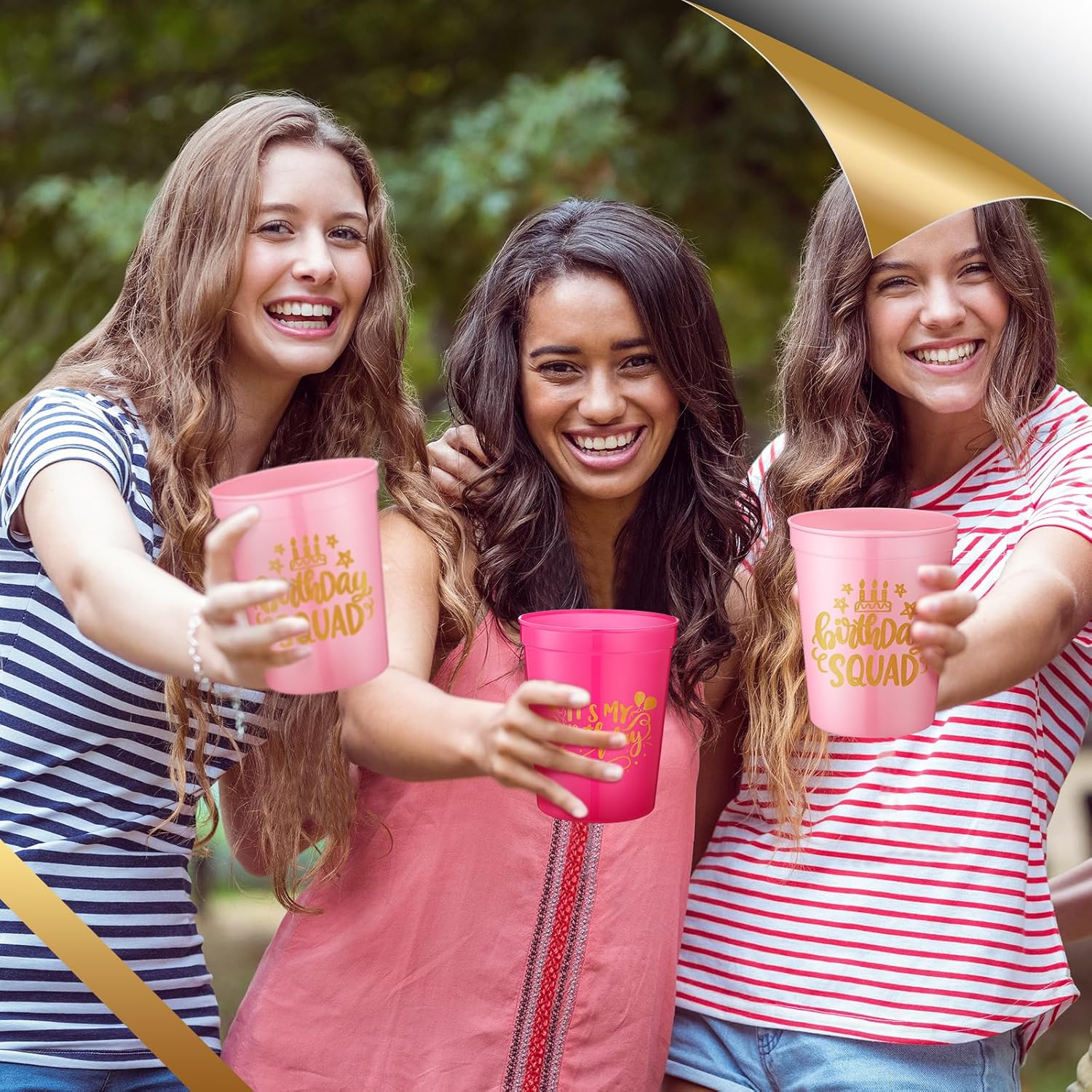 Teenyyou 16 Pack Birthday Party Reusable Cups 16 oz Squad Plastic Cups Theme Drinking for 20th 30th 40th 50th 60th Birthday Decorations Party Favor for Adults (Rose Red)