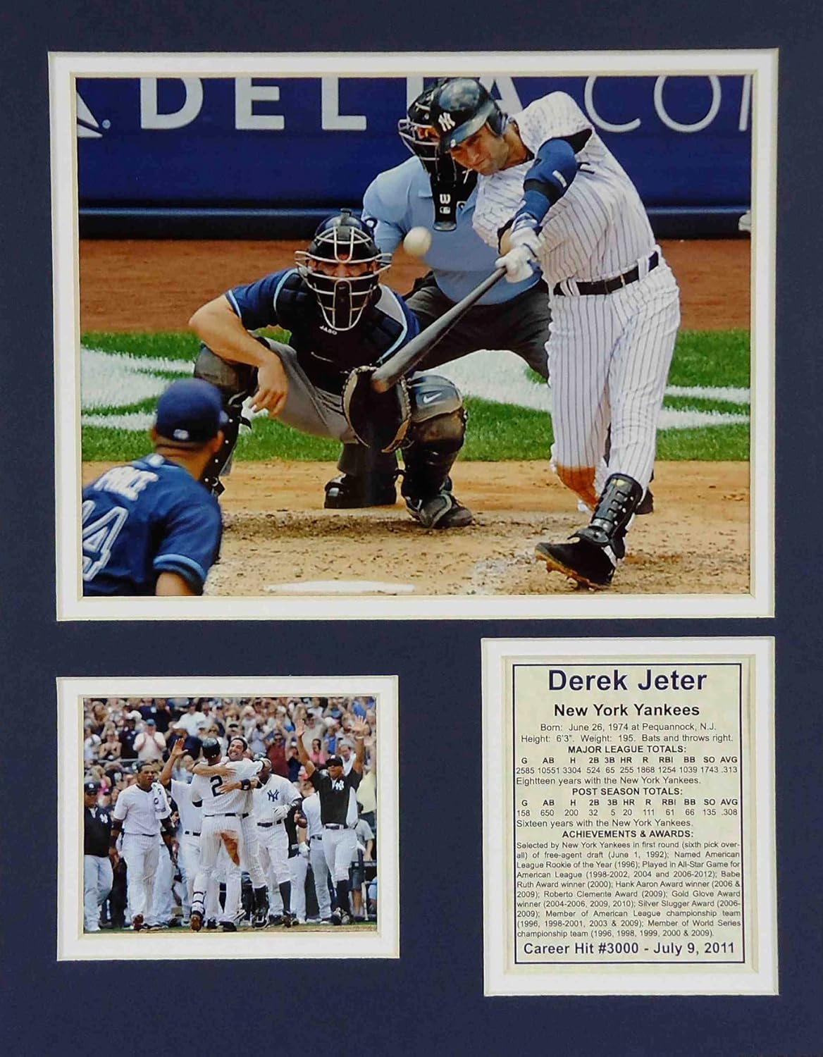 Derek Jeter - 3000th Hit 11" x 14" Unframed Matted Photo Collage by Legends Never Die, Inc.
