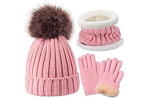Colorful Kids Winter Hat Scarf and Gloves Set for Little Girls and...