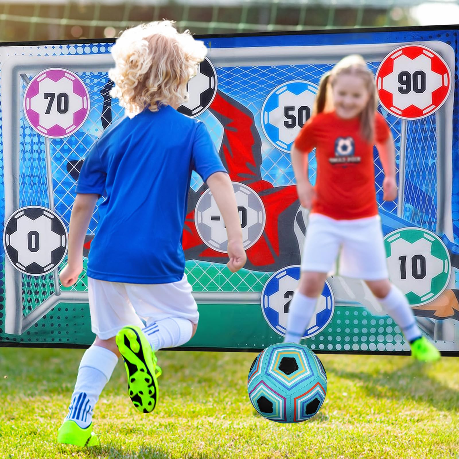 Kit de jeu de football pour enfants de 3 à 8 ans, intérieur et extérieur, avec velcro et accessoires d'entraînement, cadeau pour garçons et filles