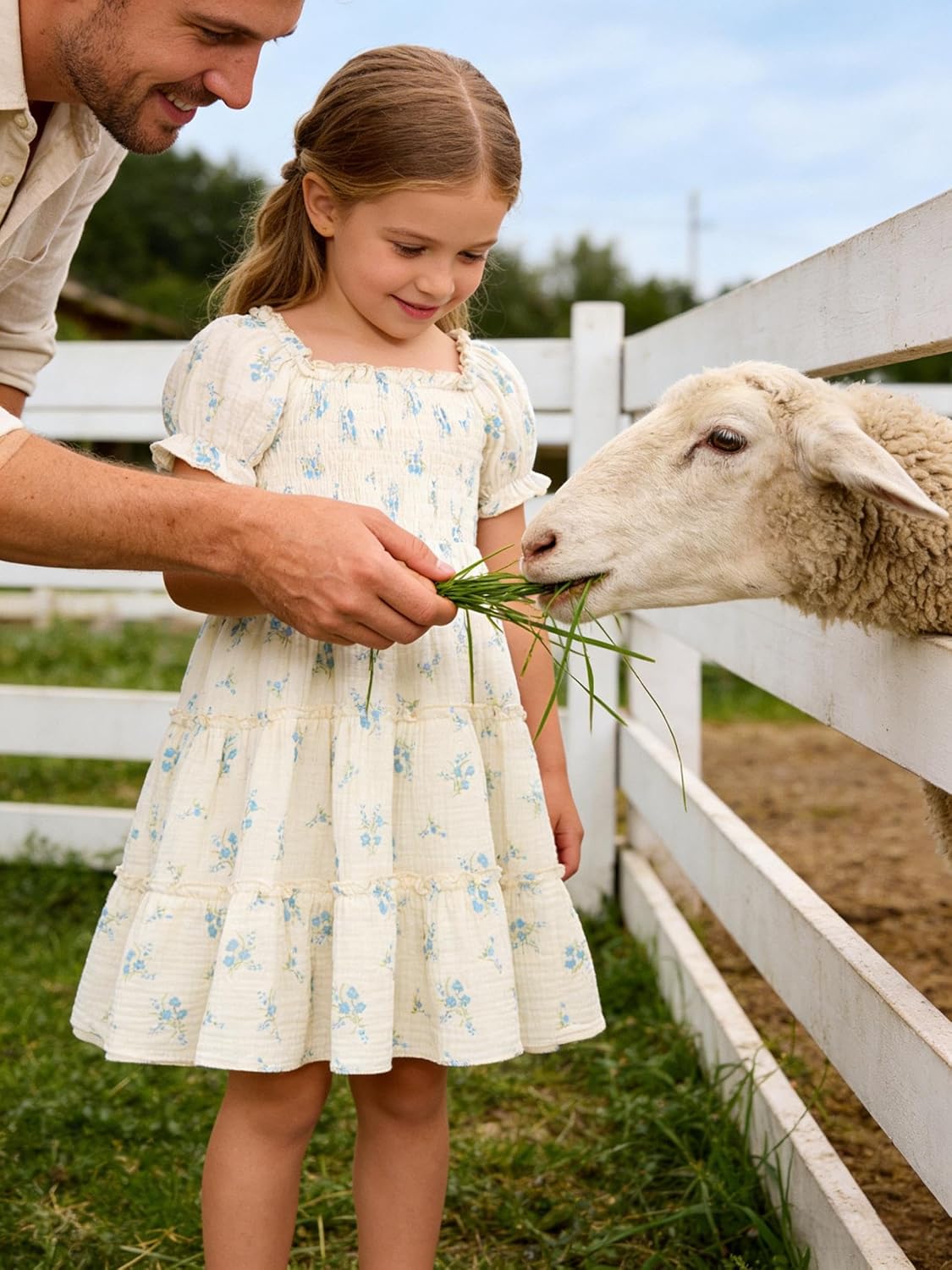 Toddler Girl Dress Short Sleeve Kids Floral Smocked Square Neck Beach Sundress | Summer Fashion Dresses 2-7Y image 2