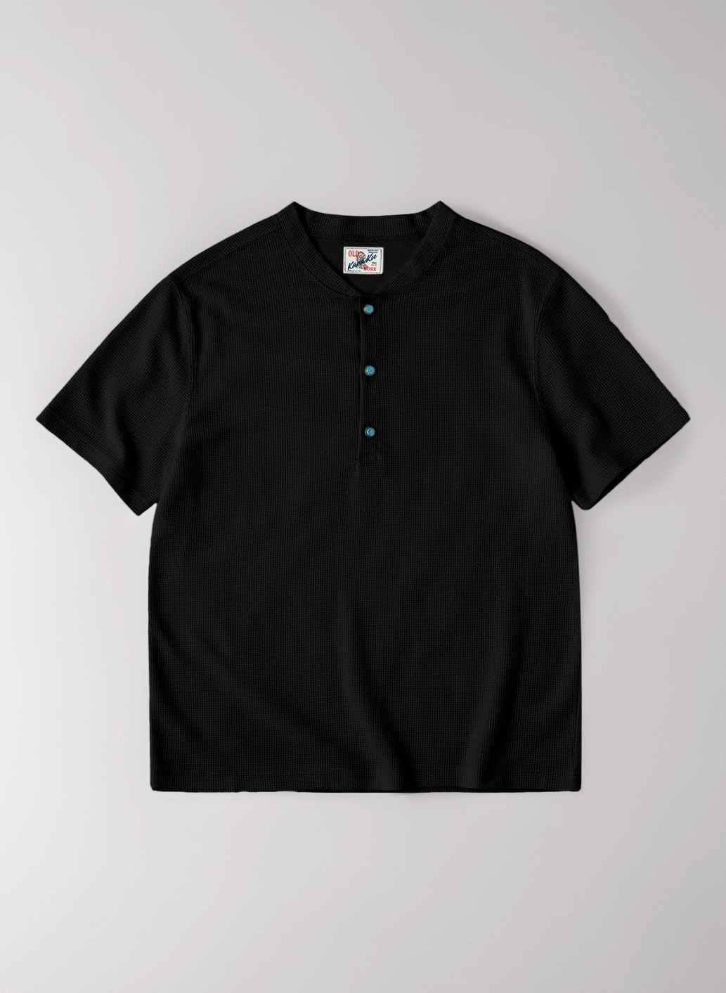 KARAKU ターコイズ風ボタン付き ワッフルヘンリーTシャツ Amazon | [karaku] ワッフル ヘンリーネック Tシャツ メンズ 半袖