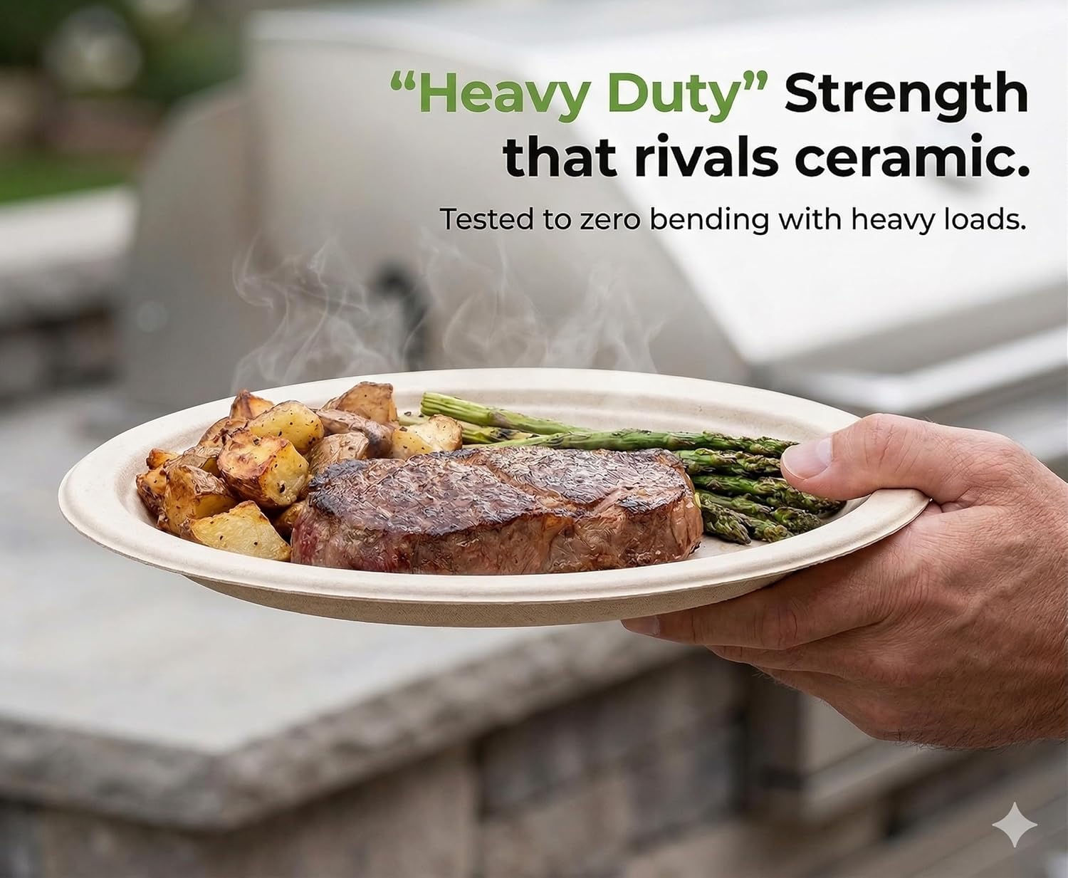 SOLECO Compostable Paper Plates 10 Inch [150 Pack], Disposable Biodegradable Heavy Duty Paper Plates,Heat Resistant Alternative to Plastic or Paper,Made of Natural Sugarcane Fibers