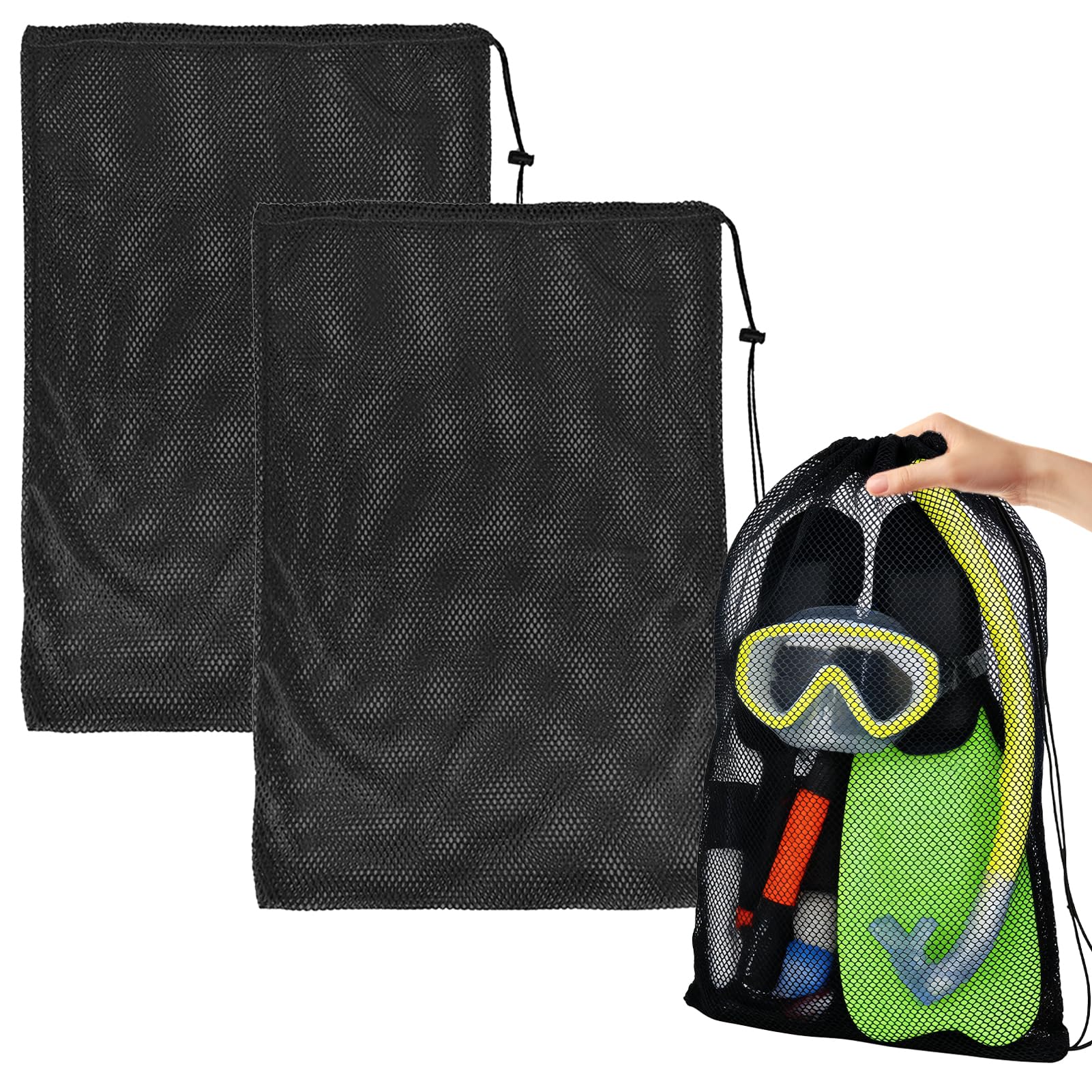 YEAMLTE Schwimmnetzbeutel Netztasche für Schnorchel Mesh Bag für Taucher, Schnorchel & Flossen, Große Tauchausrüstungs- & Schwimmzubehör Tasche zur Aufbewahrung und Organisation Sport & Freizeit