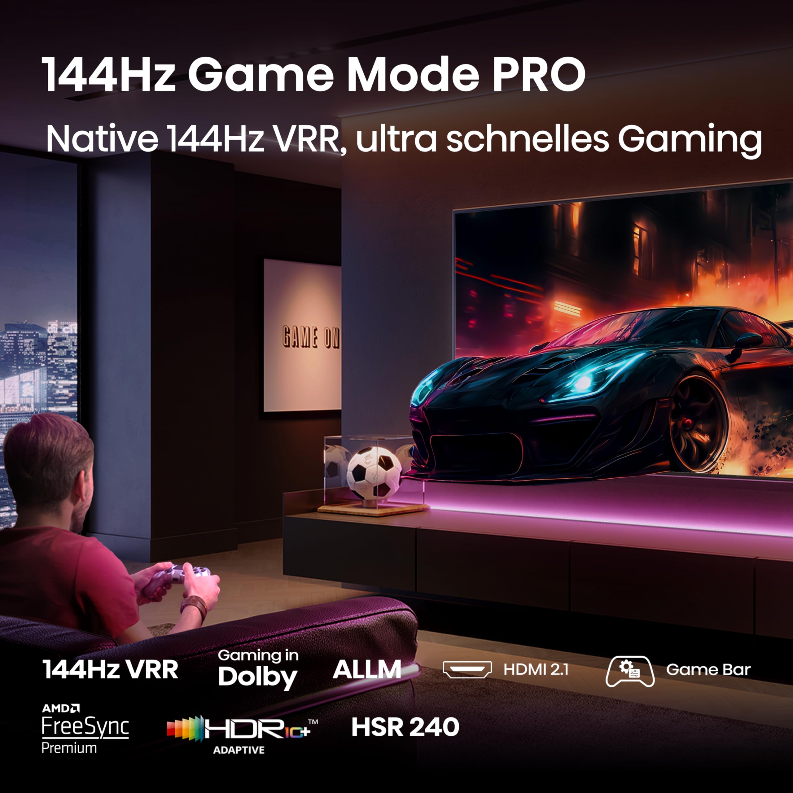 Hisense 55E7Q PRO Fernseher 139cm (55 Zoll) 4K UHD QLED, Smart TV,144Hz Game Mode PRO,Filmaker Mode, AMD FreeSync Premium,AI HDR Upscaler,Dolby Vision IQ,Dolby Atmos,Sprachsteuerung[2025]