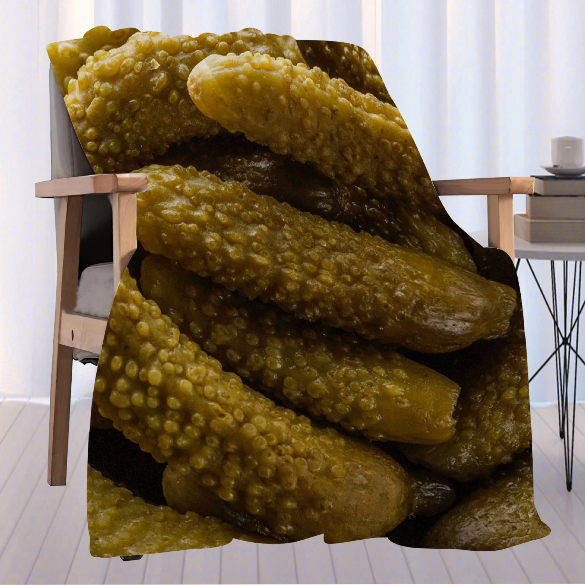 Pickles Flannel Food Throw - Ultra Soft Plush Bed Blanket for Home Decor - Cucumber Quilt Blanket All Seasons for Couch Sofa Bed, 60