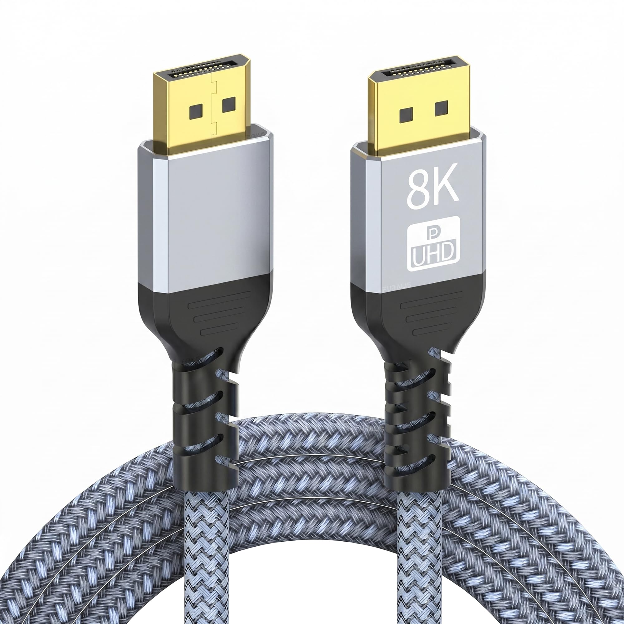 Furalis 8K DisplayPort Kablosu DP 1.4 (3 METRE) - 8K 60Hz / 4K 144Hz / 2K 165Hz - HDR10, 3D, Ses+Görüntü - Alüminyum Gövdeli ve Örgülü Gaming Monitör Kablosu