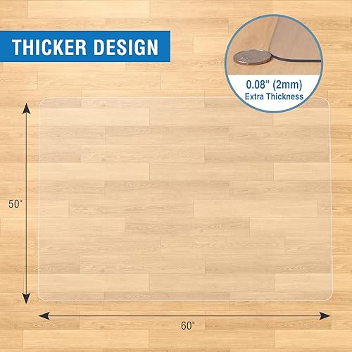 Miniatura 41 de Tapete para silla para alfombra, 36 x 48 pulgadas, tapete para silla de escritorio para suelos alfombrados, tapete de vinilo de oficina Transparente