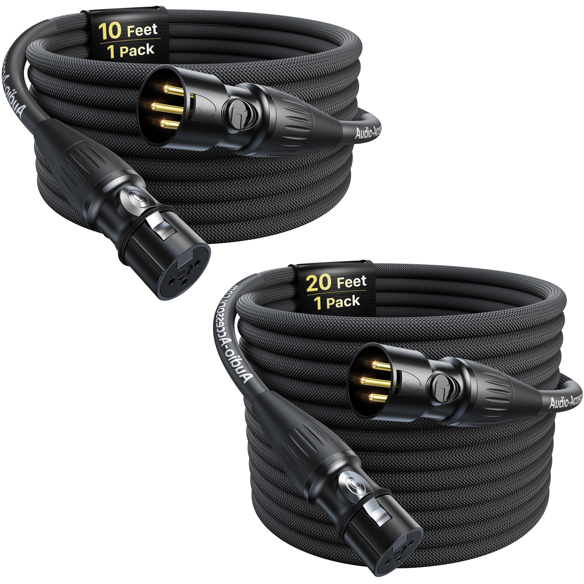 Amazon.com: XLR Cables 2 Pack (10ft and 20ft), Professional Gold