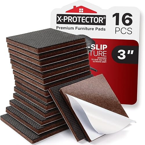 X-Protector Almohadillas antideslizantes para muebles para suelos de madera dura, 16 unidades de 3 pulgadas, almohadillas antideslizantes para
