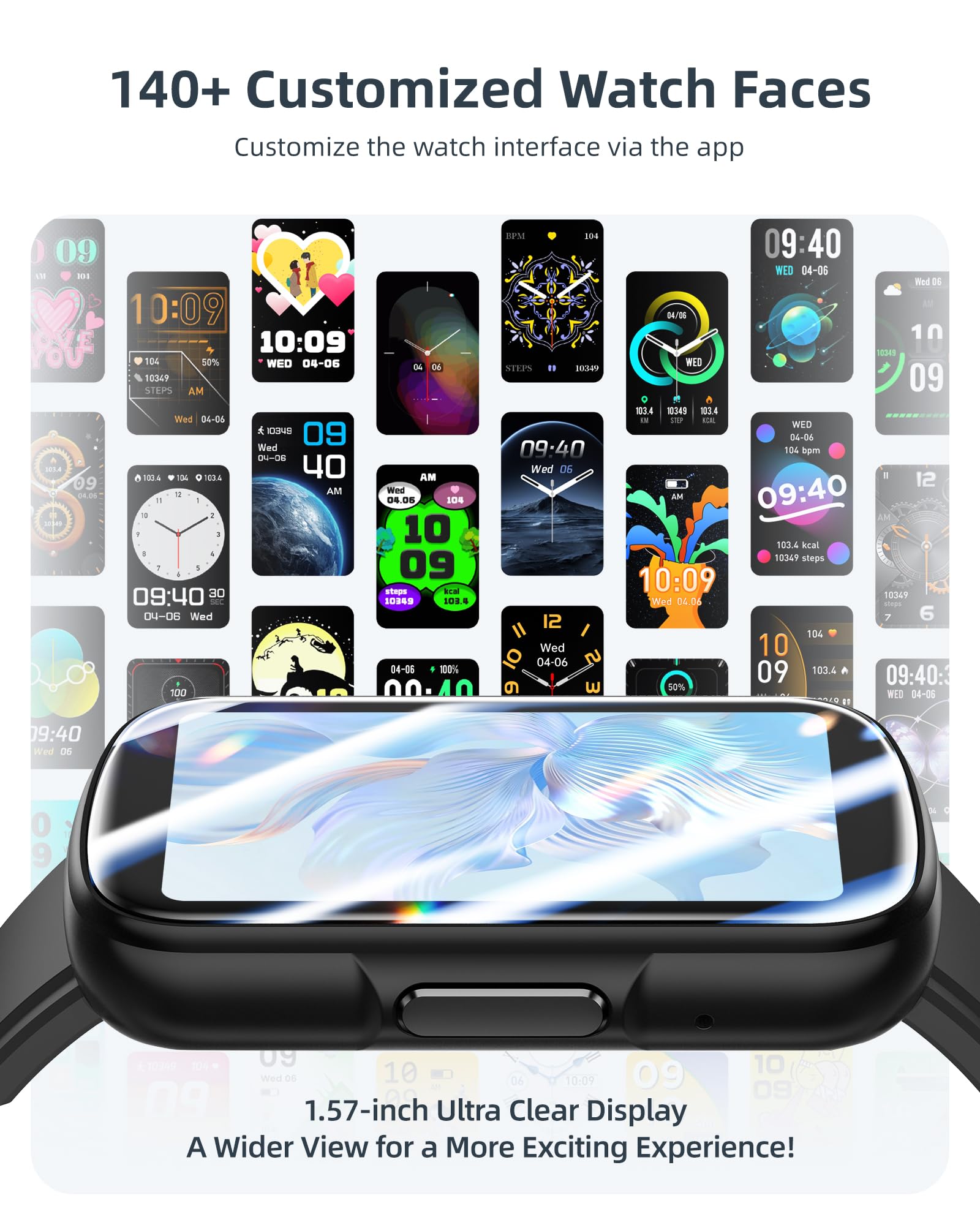 Parsonver Fitness Tracker with Step Counter/Calories/Stopwatch, Health Activity Tracker with Heart Rate Sleep Monitor, IP68 Waterproof Smart Watch 110+ Sport Modes Pedometer Watch for Women Men, Black