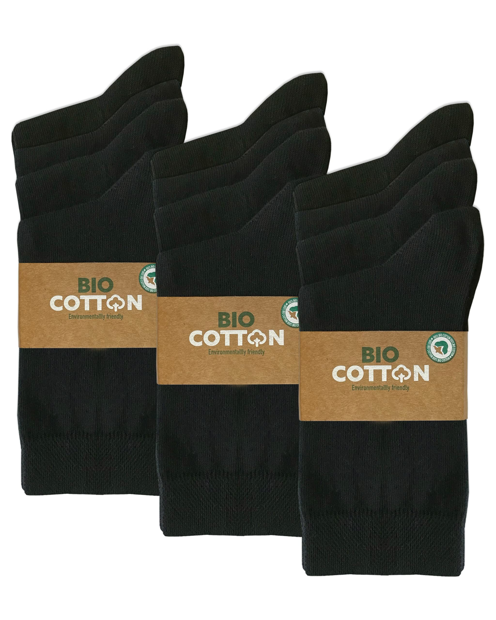 Mehrstrumpf Boys 12 Pairs (Black) 8/12 Pairs Children's 100% Organic Cotton Socks For And Girls Without Seam (Model: Biolivia), 31-34