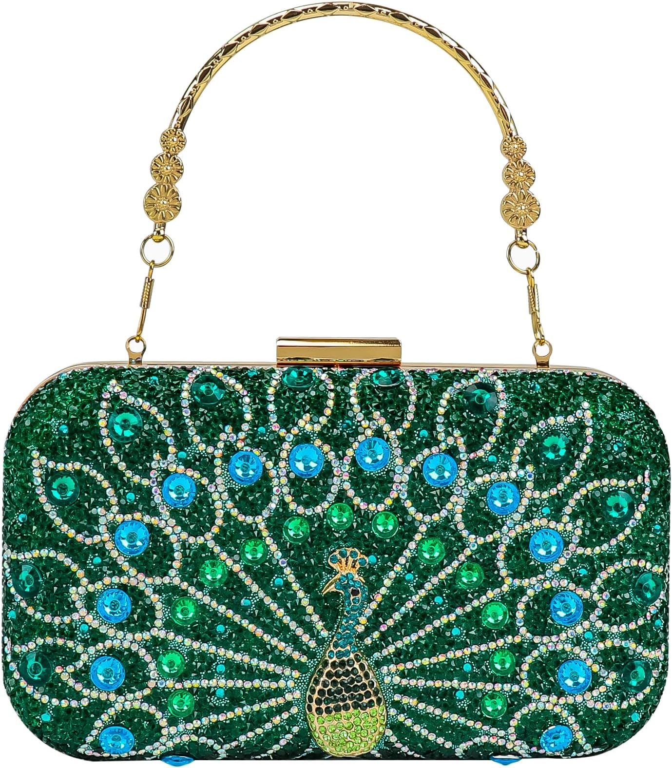 COAIMANEYWomens Vintage Beaded Rhinestone Peacock Clutch Purse Handmade Crossbody Bag Evening Handbag For Wedding Party Prom