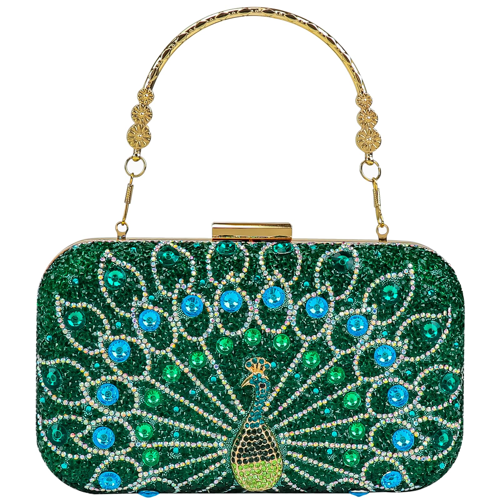 COAIMANEYWomens Vintage Beaded Rhinestone Peacock Clutch Purse Handmade Crossbody Bag Evening Handbag For Wedding Party Prom