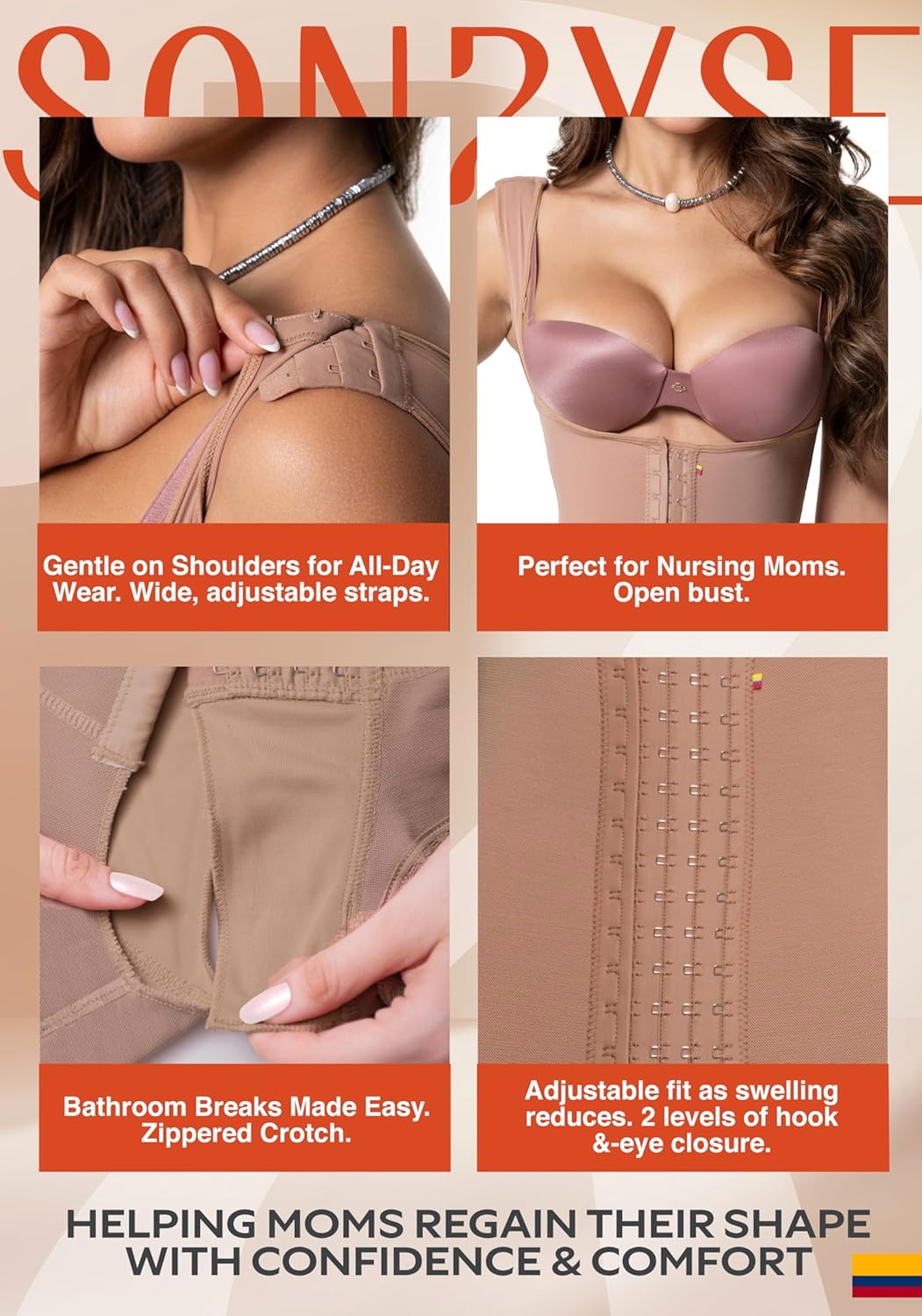 Sonryse Tummy Tuck Compression Garment for Women Fajas Colombianas Reductoras y Moldeadoras Stage 2 Faja - Image 3