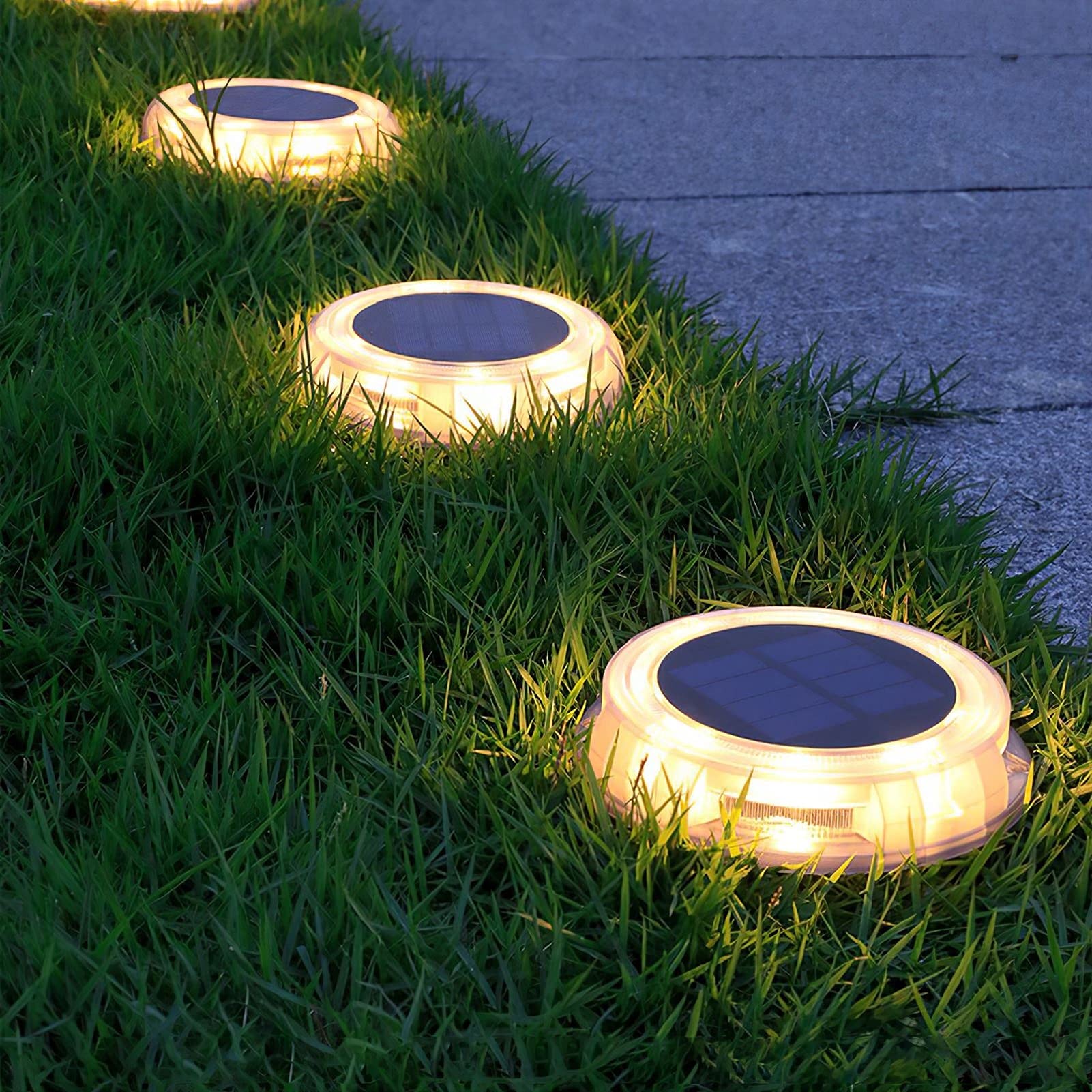 Solar-Bodenleuchten, Solar-Gartenleuchten for den Außenbereich, 12 LEDs, wasserdicht, Gartendekoration, Landschaftsbeleuchtung for Terrasse, Weg, Rasen, Hof, Deck Lampen (Color : White Light,