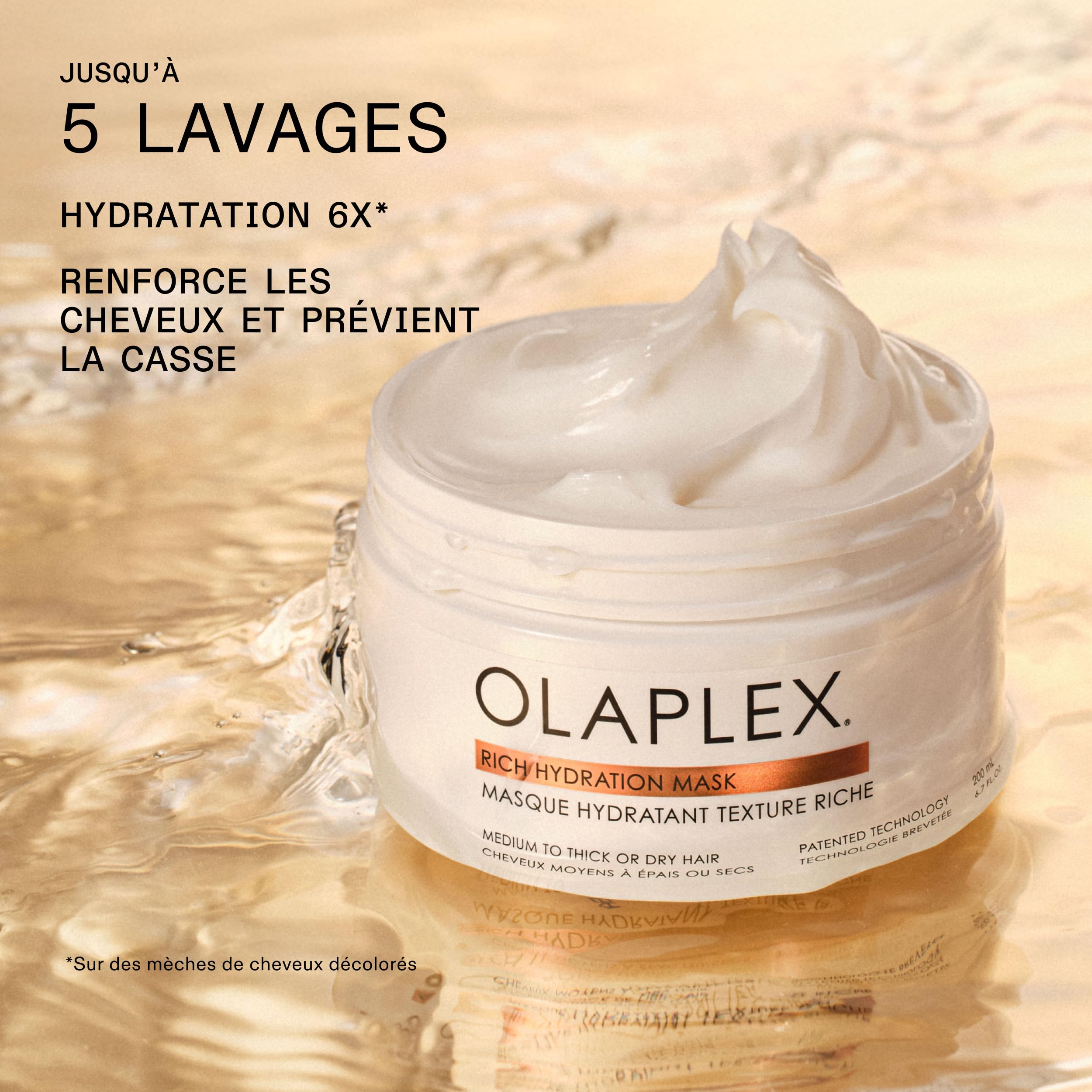 Olaplex Masque hydratant riche, Masque scellant les cuticules pour hydrater et contrôler les frisottis des cheveux secs ou de texture moyenne à épaisse