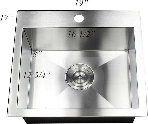 Miniatura 9 de Lavabo de cocina de calibre 16, de acero inoxidable, duradero, contemporáneo, de calibre 16, con colador de cesta de elevación (33 pulgadas)