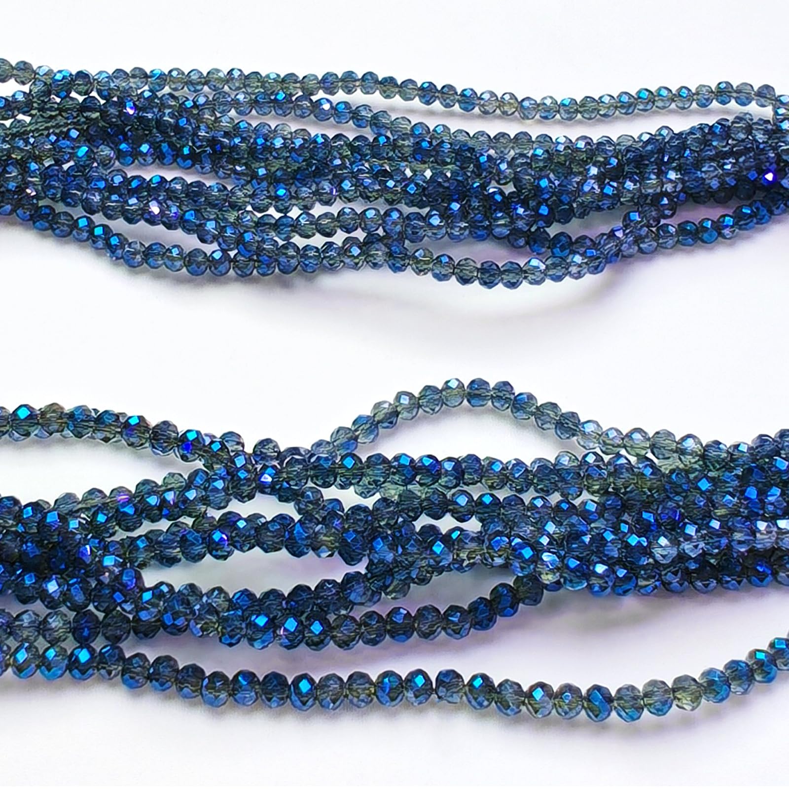 2mm Rondelle Glass Beads for Jewelry Making, Faceted Briolette Crytal Spacer Beads for Bracelet Necklace Earring, Clear Blue 1200pcs