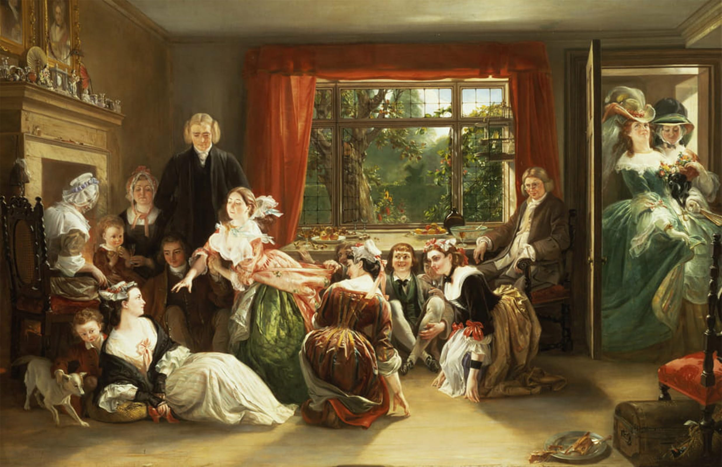 SERENDIPITP Retro Picture Poster Wall Art Pictures Painting Hunt the Slipper At Neighbour Flamborough's by Daniel Maclise Wall Art Canvas Print for Wall Decor 60x90cm