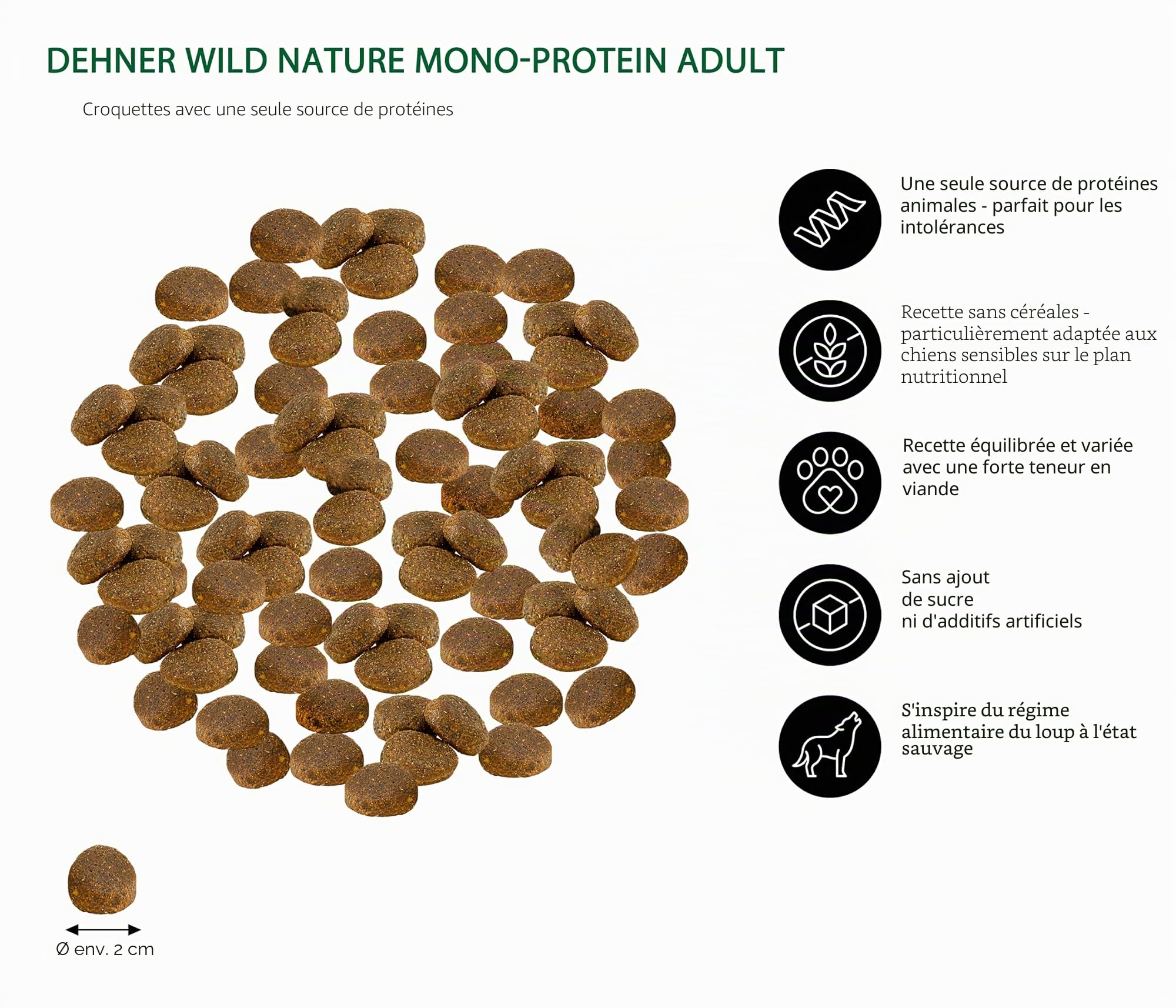 Dehner Wild Nature - Nourriture sèche pour Chiens Adultes - Saumon/Poulet - sans céréales - 4 kg